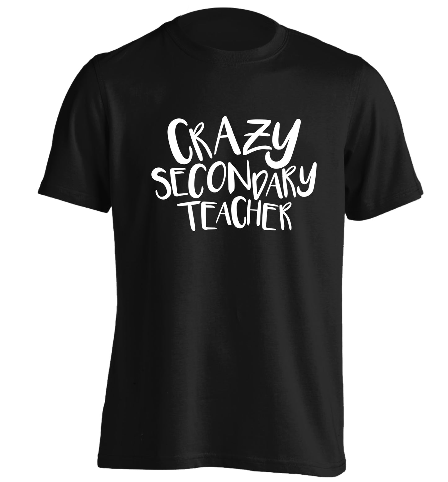 Crazy secondary teacher adults unisex black Tshirt 2XL