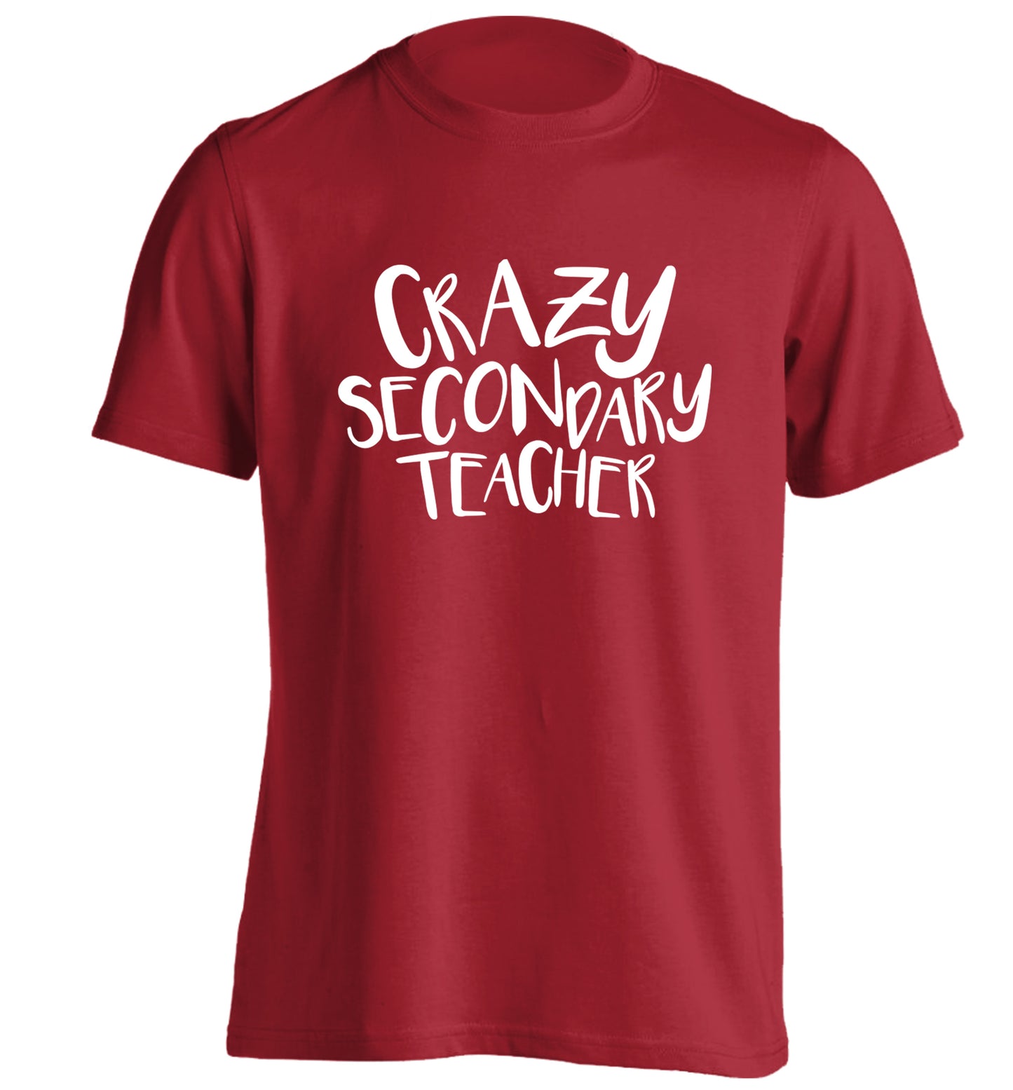 Crazy secondary teacher adults unisex red Tshirt 2XL