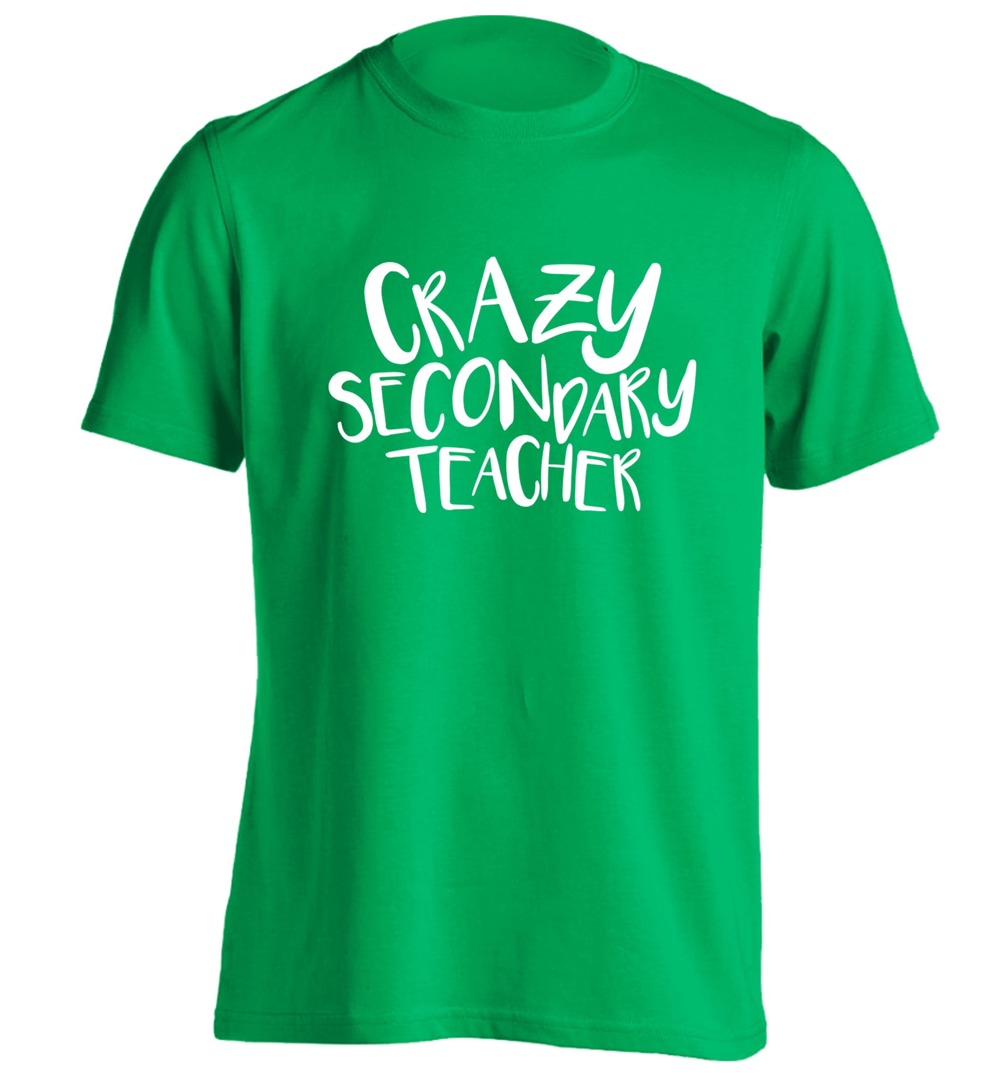 Crazy secondary teacher adults unisex green Tshirt 2XL