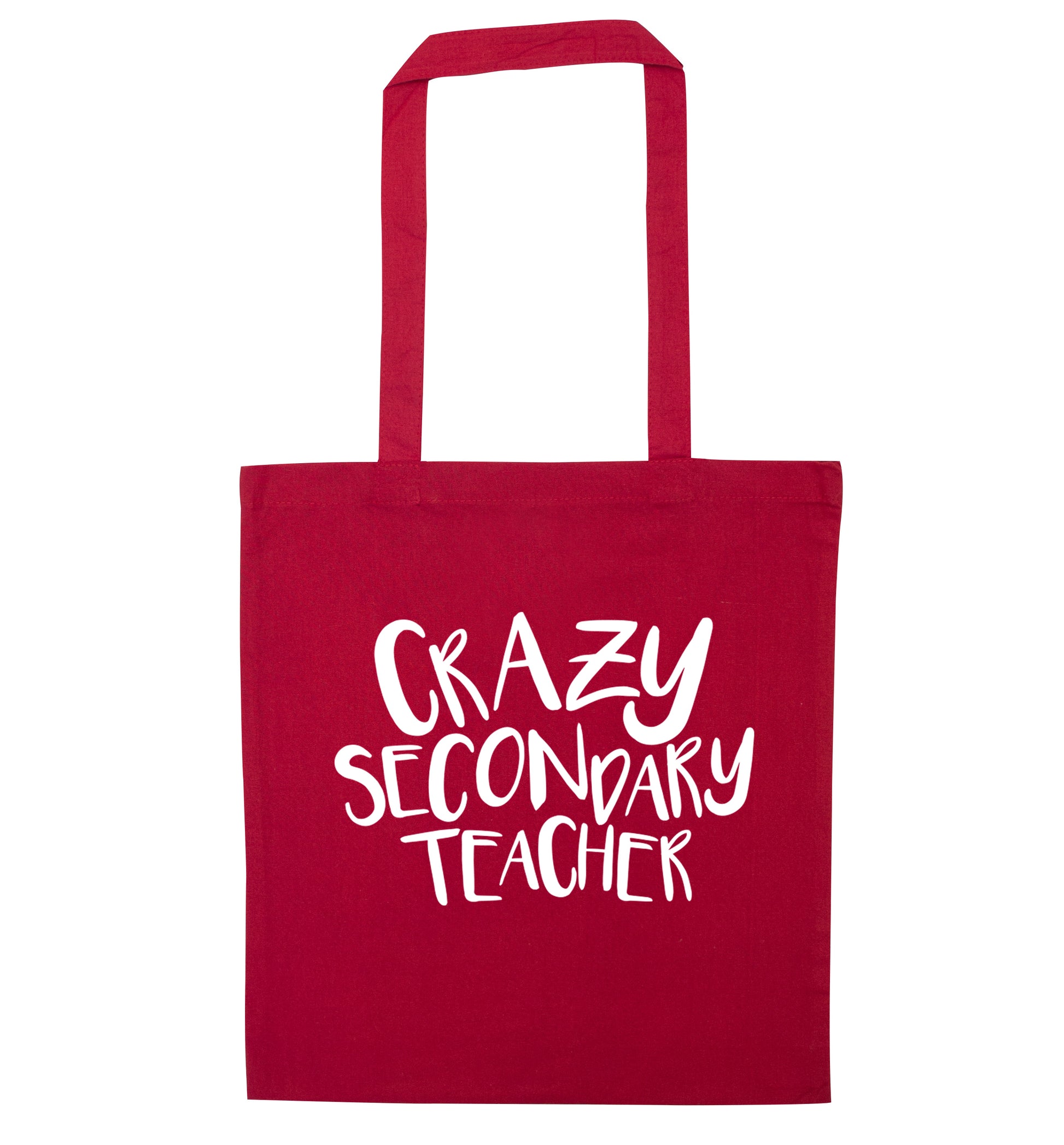 Crazy secondary teacher red tote bag