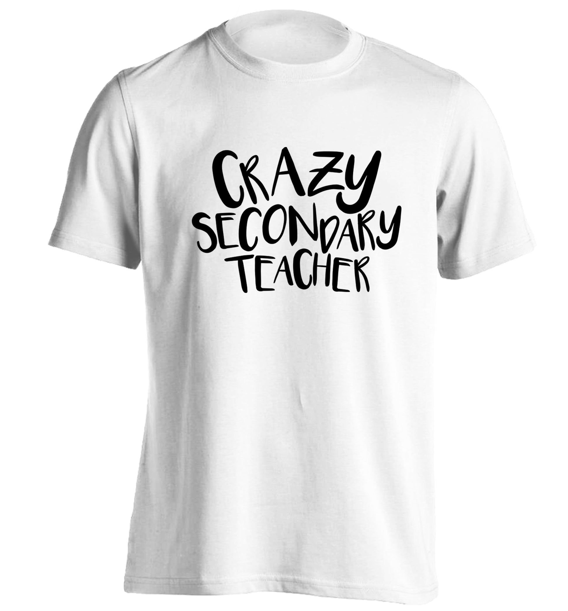 Crazy secondary teacher adults unisex white Tshirt 2XL