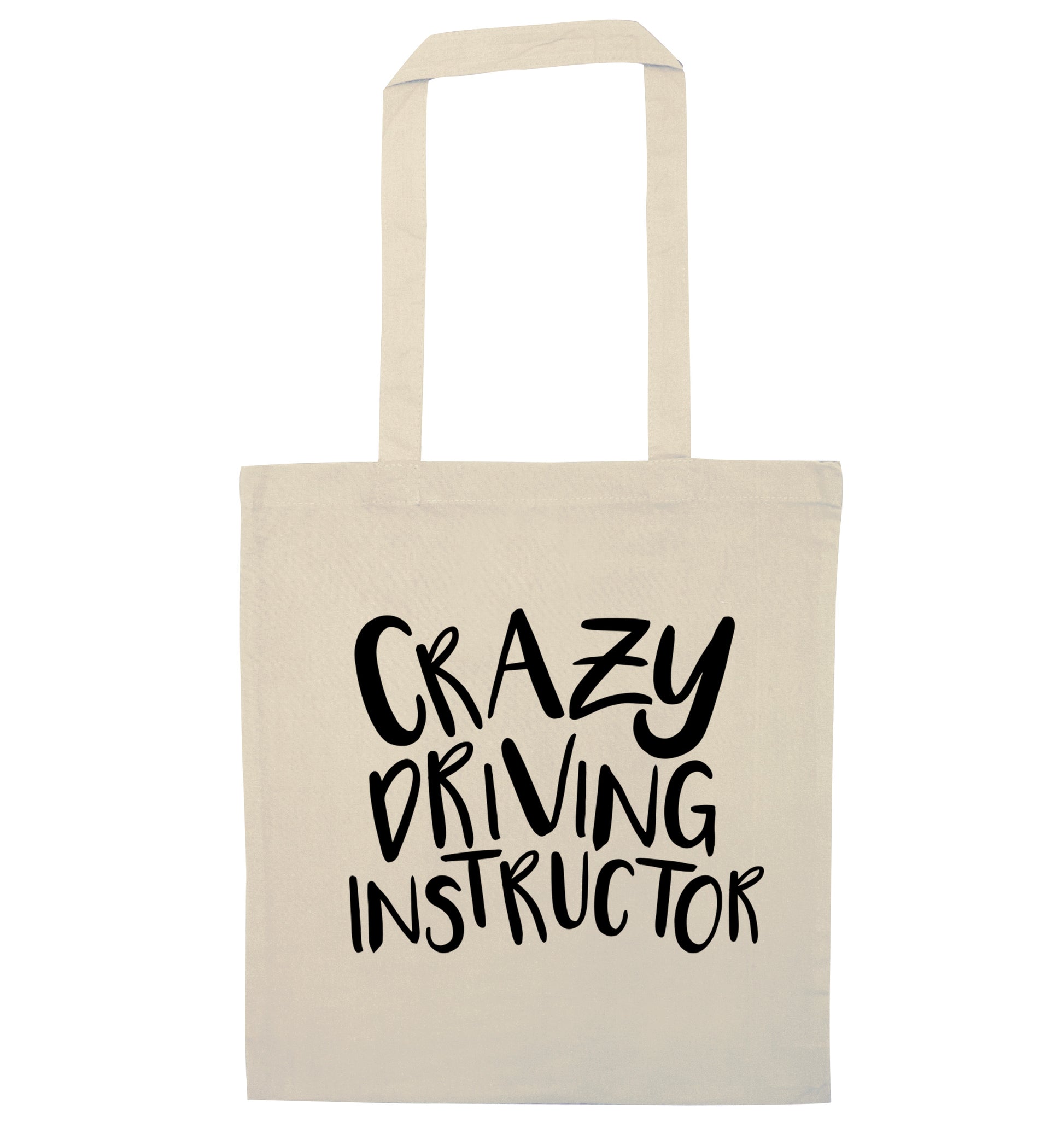 Crazy driving instructor natural tote bag
