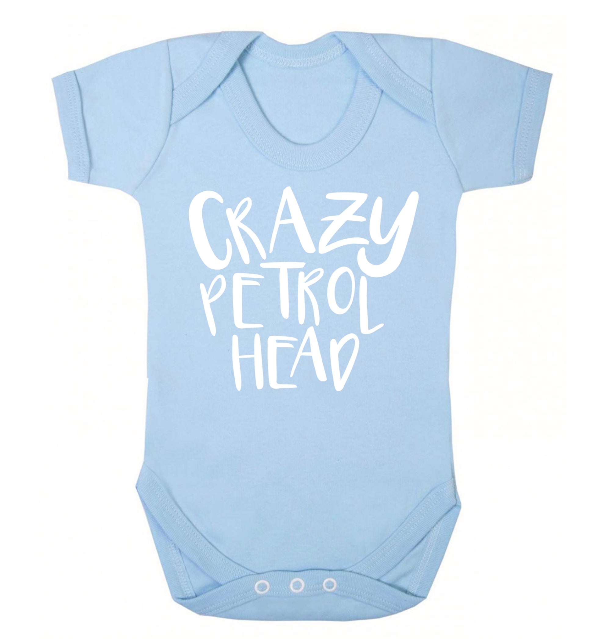 Crazy petrol head Baby Vest pale blue 18-24 months