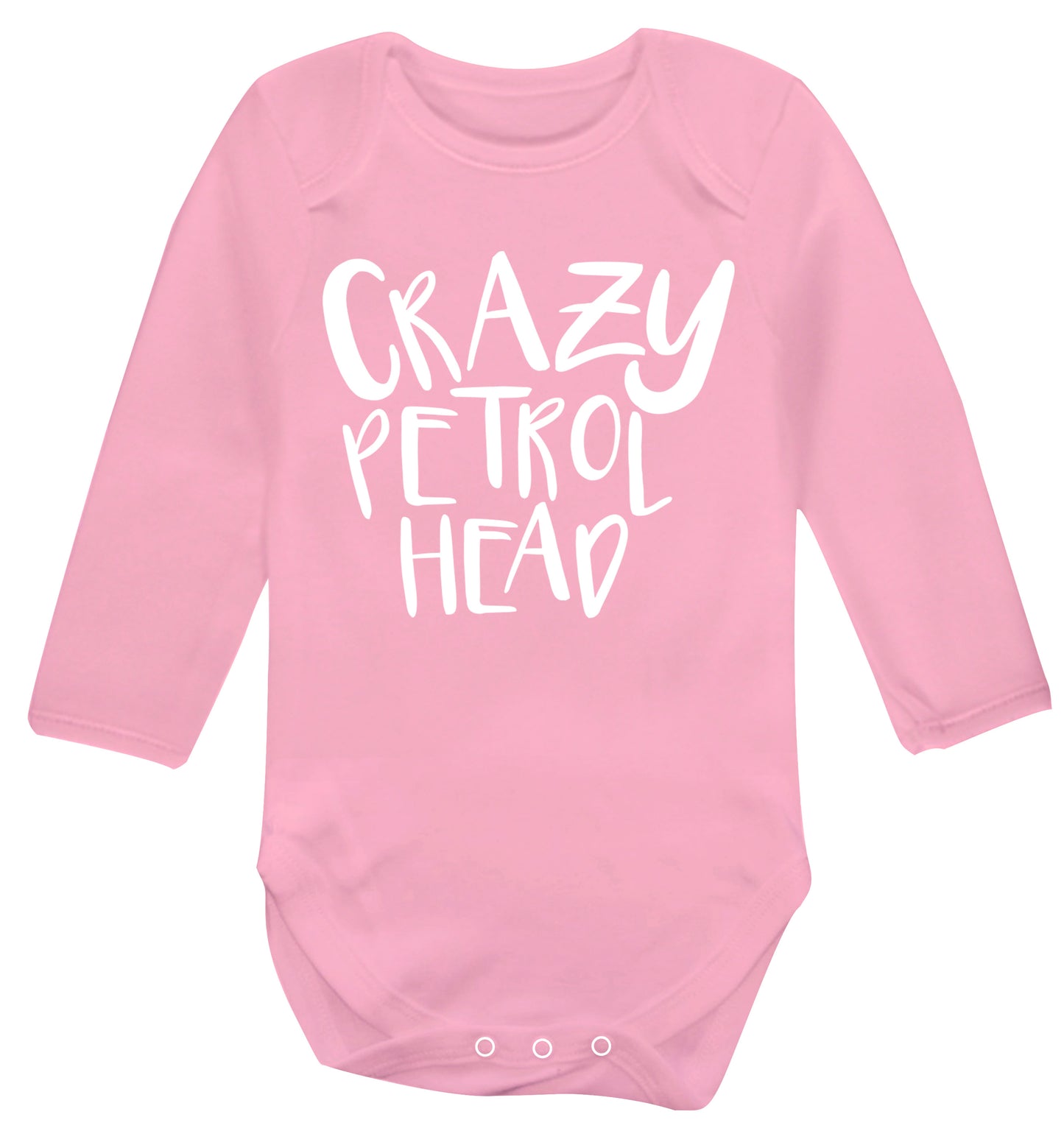Crazy petrol head Baby Vest long sleeved pale pink 6-12 months