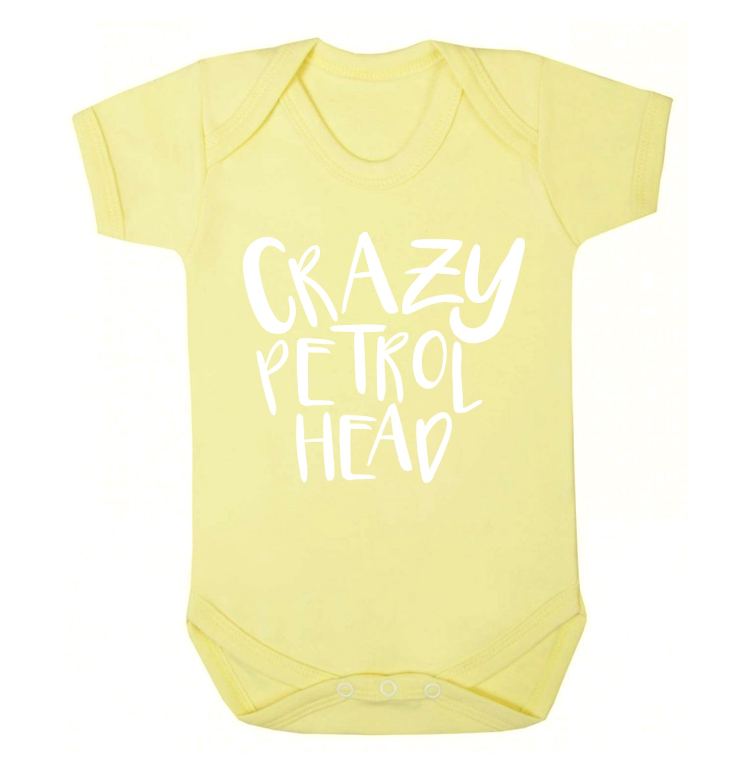 Crazy petrol head Baby Vest pale yellow 18-24 months
