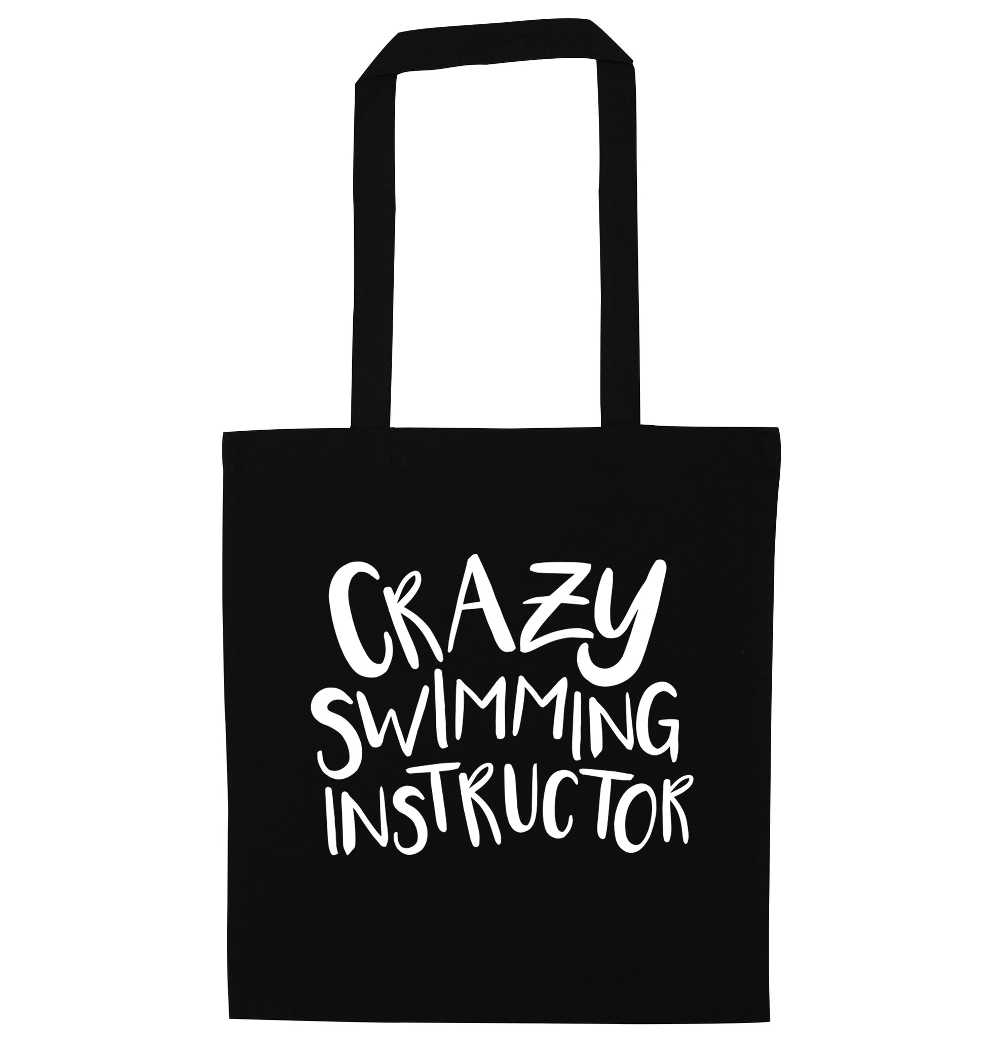 Crazy swimming instructor black tote bag