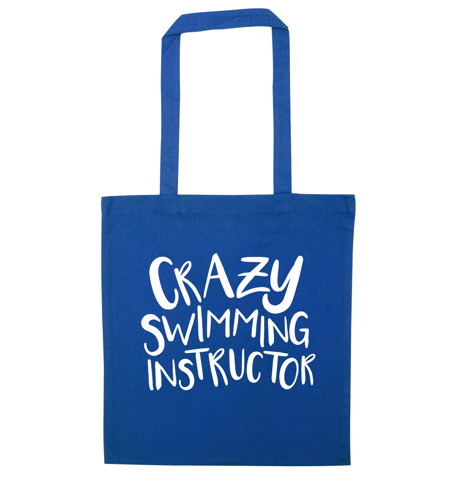 Crazy swimming instructor blue tote bag