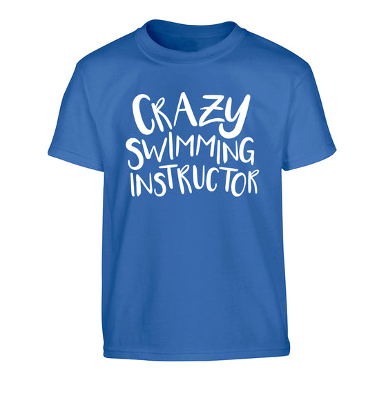 Crazy swimming instructor Children's blue Tshirt 12-13 Years