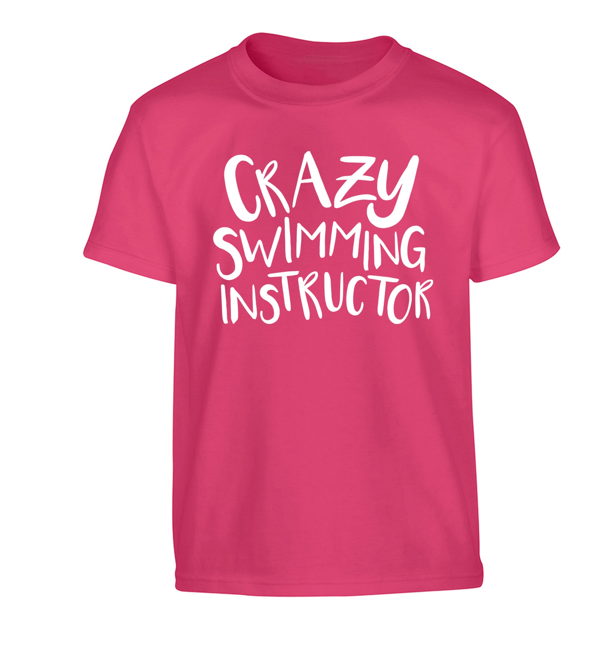 Crazy swimming instructor Children's pink Tshirt 12-13 Years