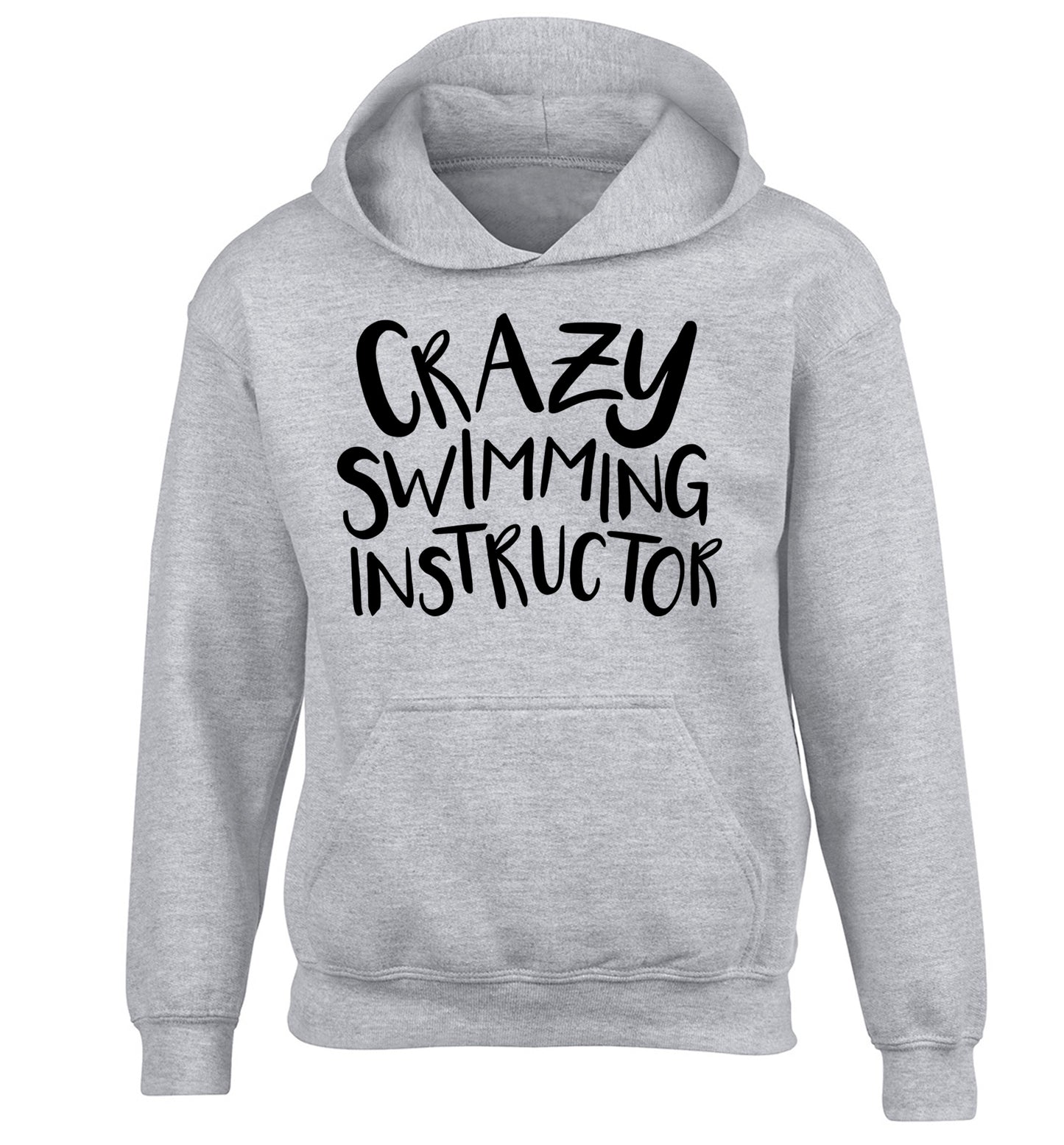 Crazy swimming instructor children's grey hoodie 12-13 Years