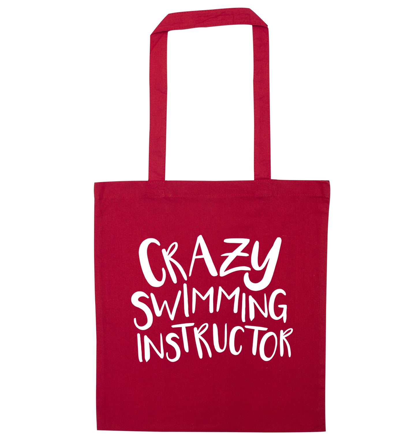 Crazy swimming instructor red tote bag