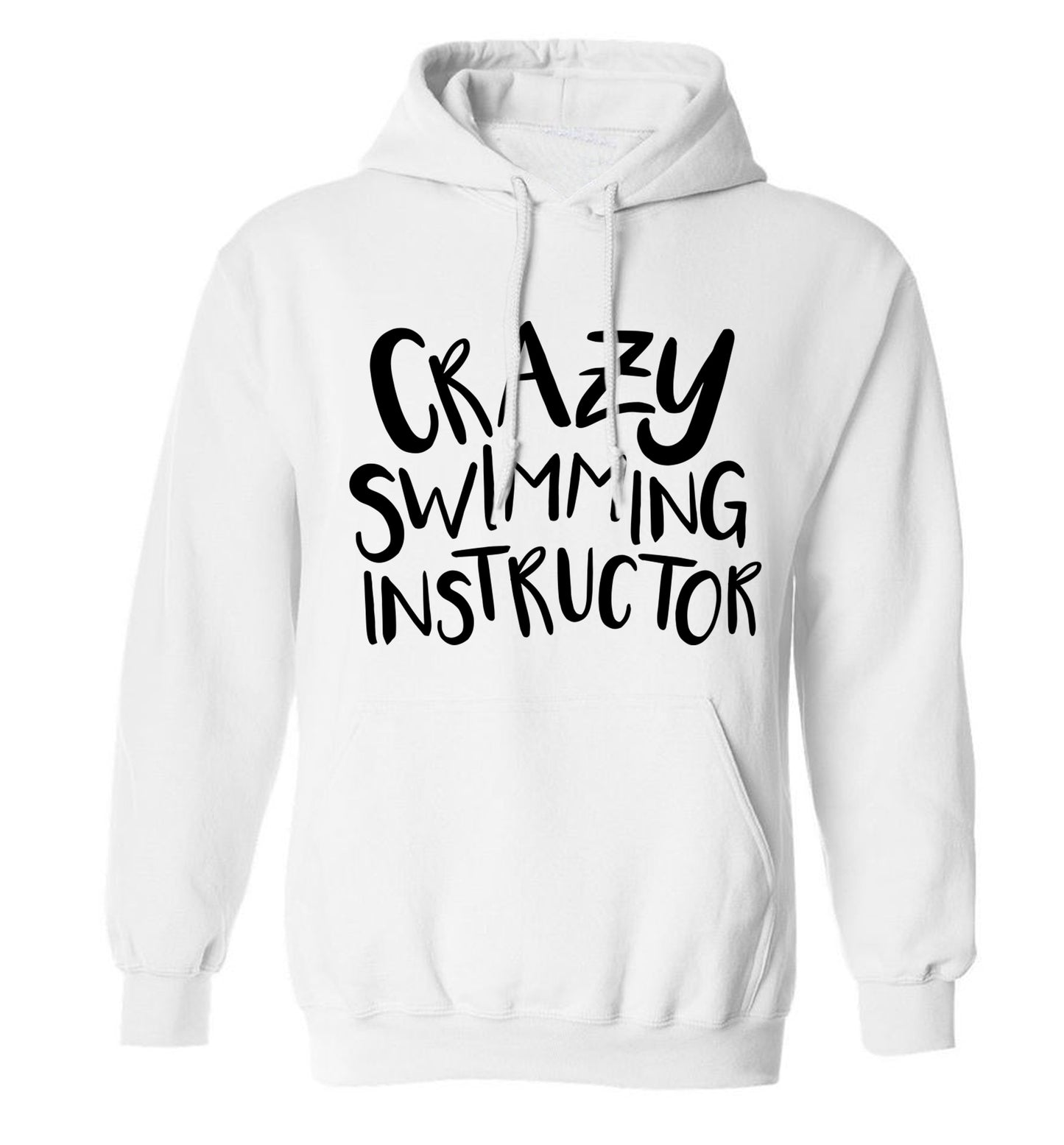 Crazy swimming instructor adults unisex white hoodie 2XL