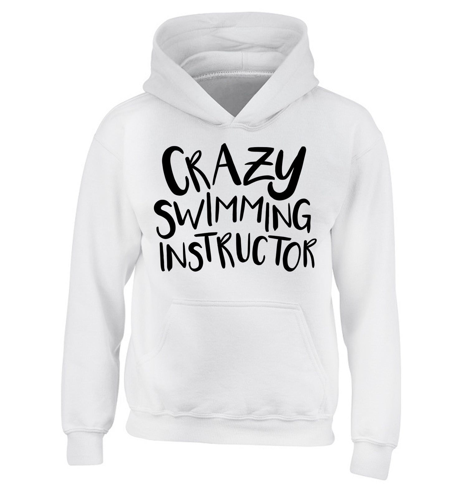 Crazy swimming instructor children's white hoodie 12-13 Years