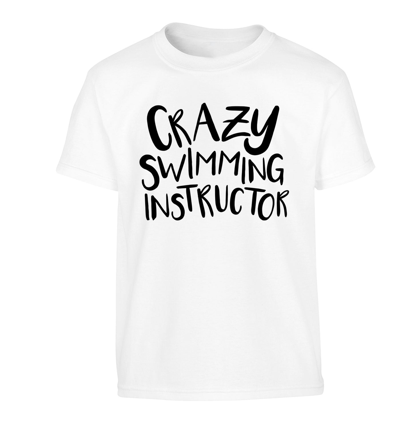 Crazy swimming instructor Children's white Tshirt 12-13 Years