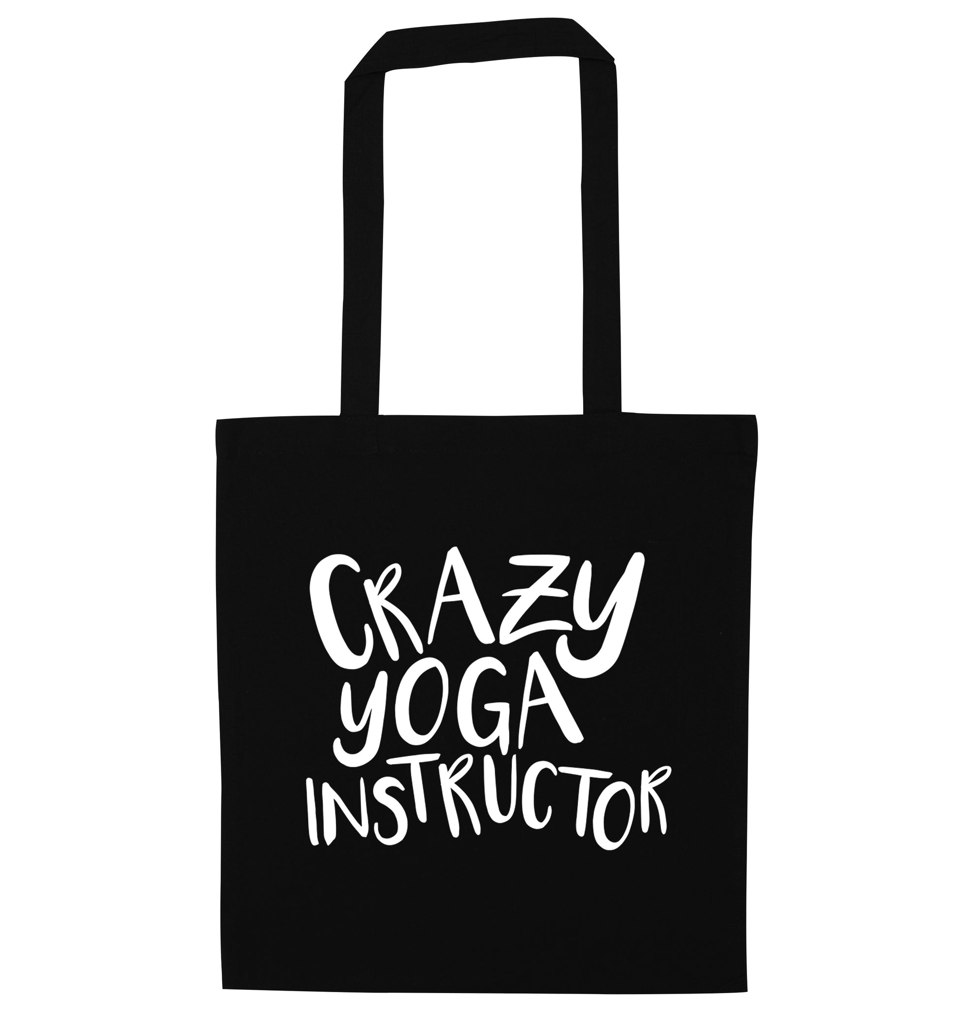 Crazy yoga instructor black tote bag