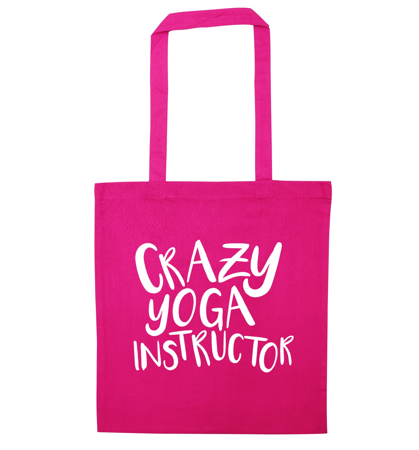 Crazy yoga instructor pink tote bag