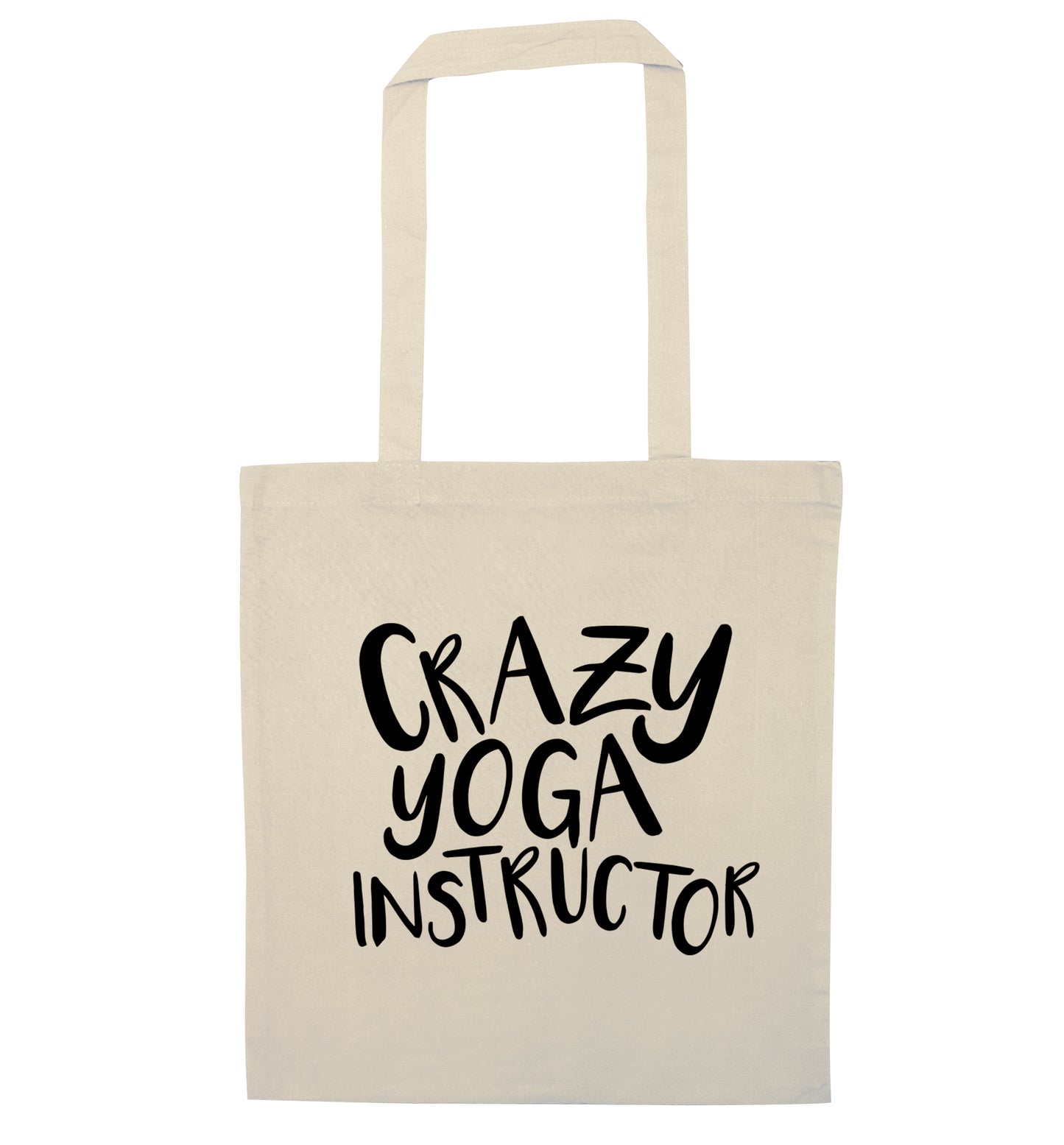 Crazy yoga instructor natural tote bag