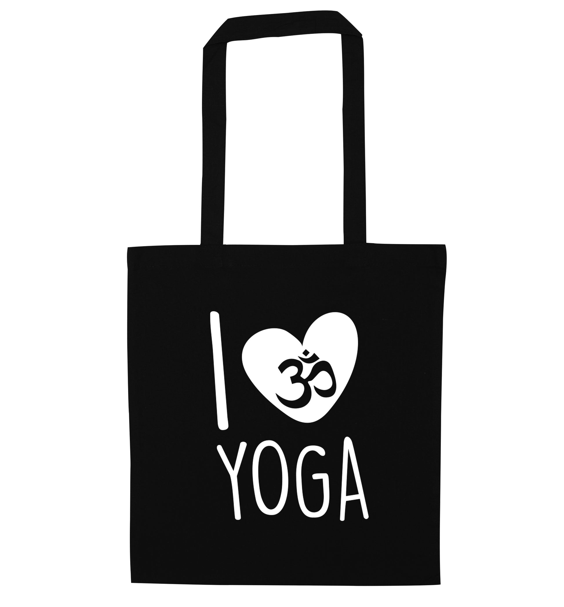 I love yoga black tote bag