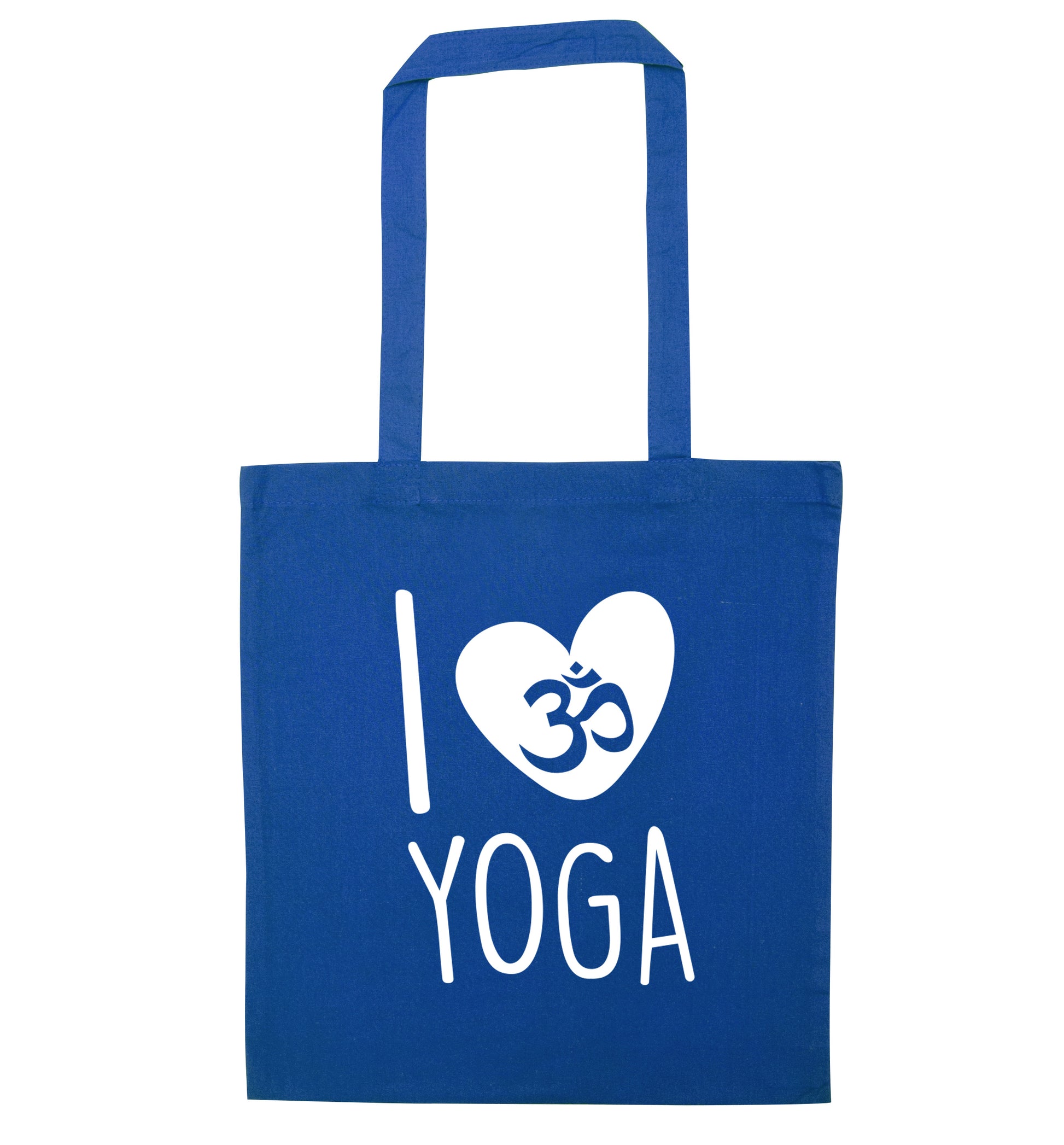 I love yoga blue tote bag
