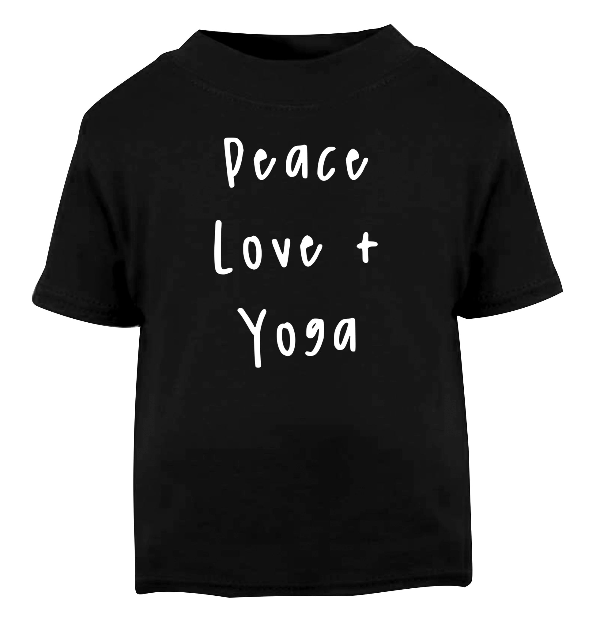 Peace love and yoga Black Baby Toddler Tshirt 2 years