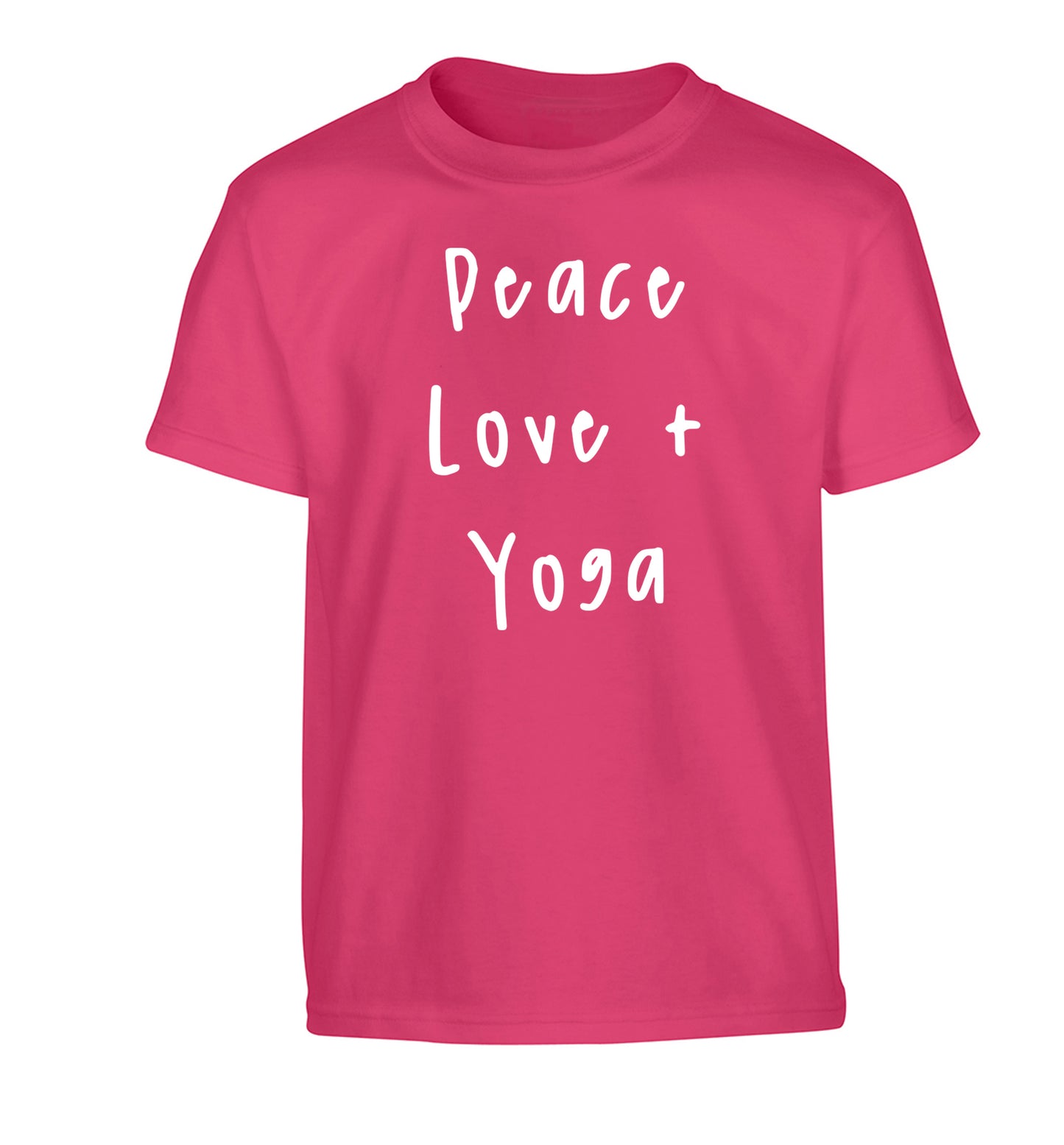 Peace love and yoga Children's pink Tshirt 12-13 Years