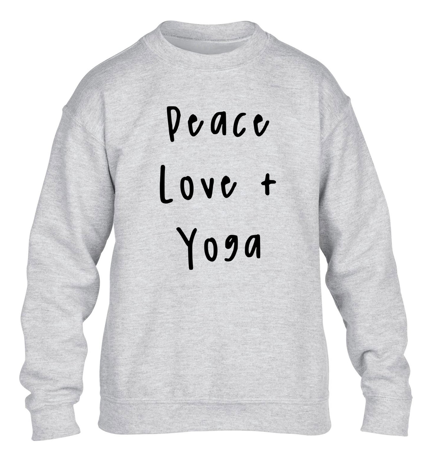 Peace love and yoga children's grey sweater 12-13 Years