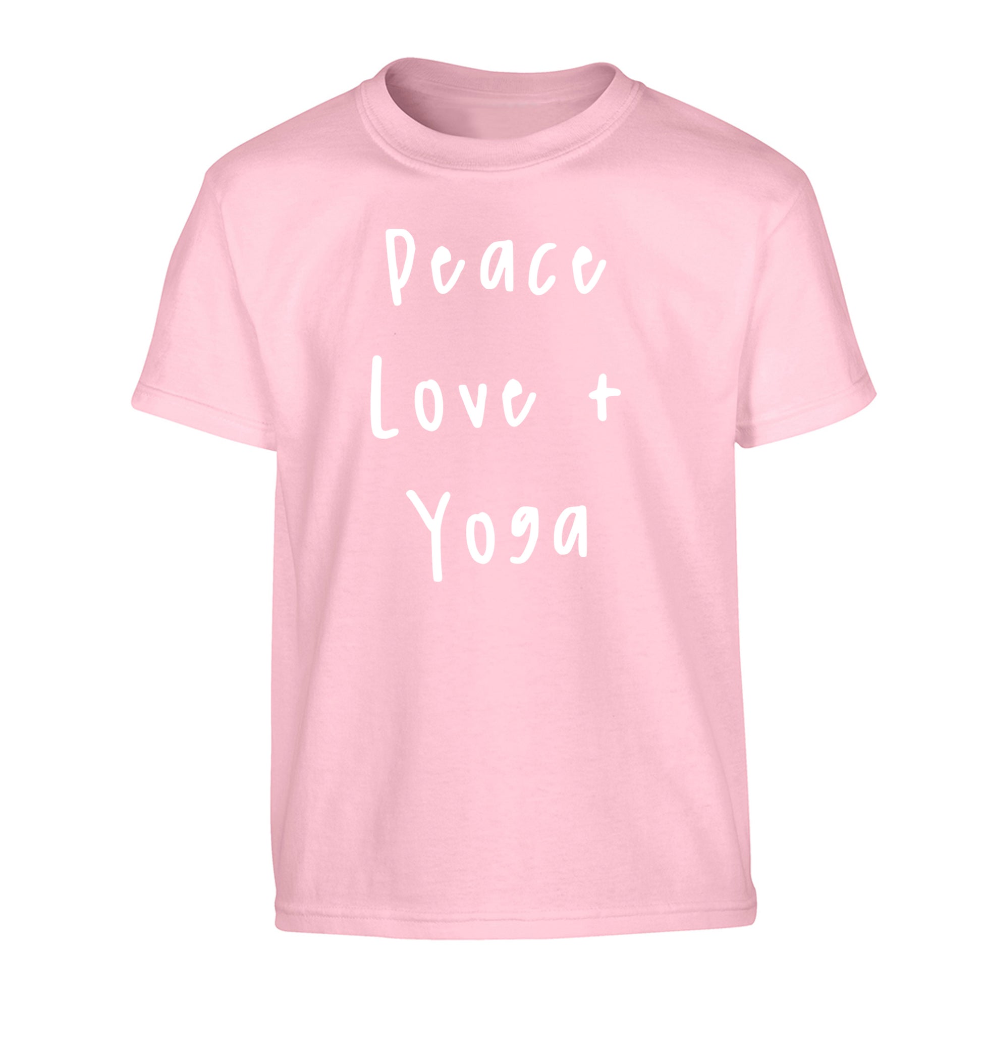 Peace love and yoga Children's light pink Tshirt 12-13 Years