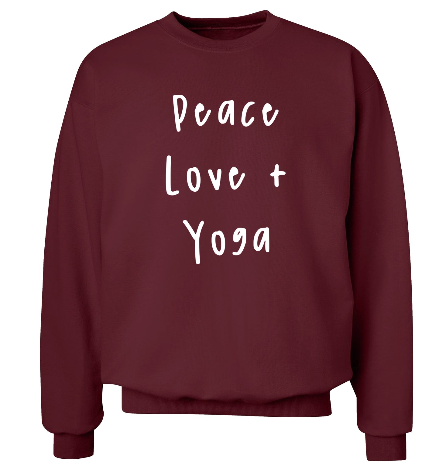 Peace love and yoga Adult's unisex maroon Sweater 2XL