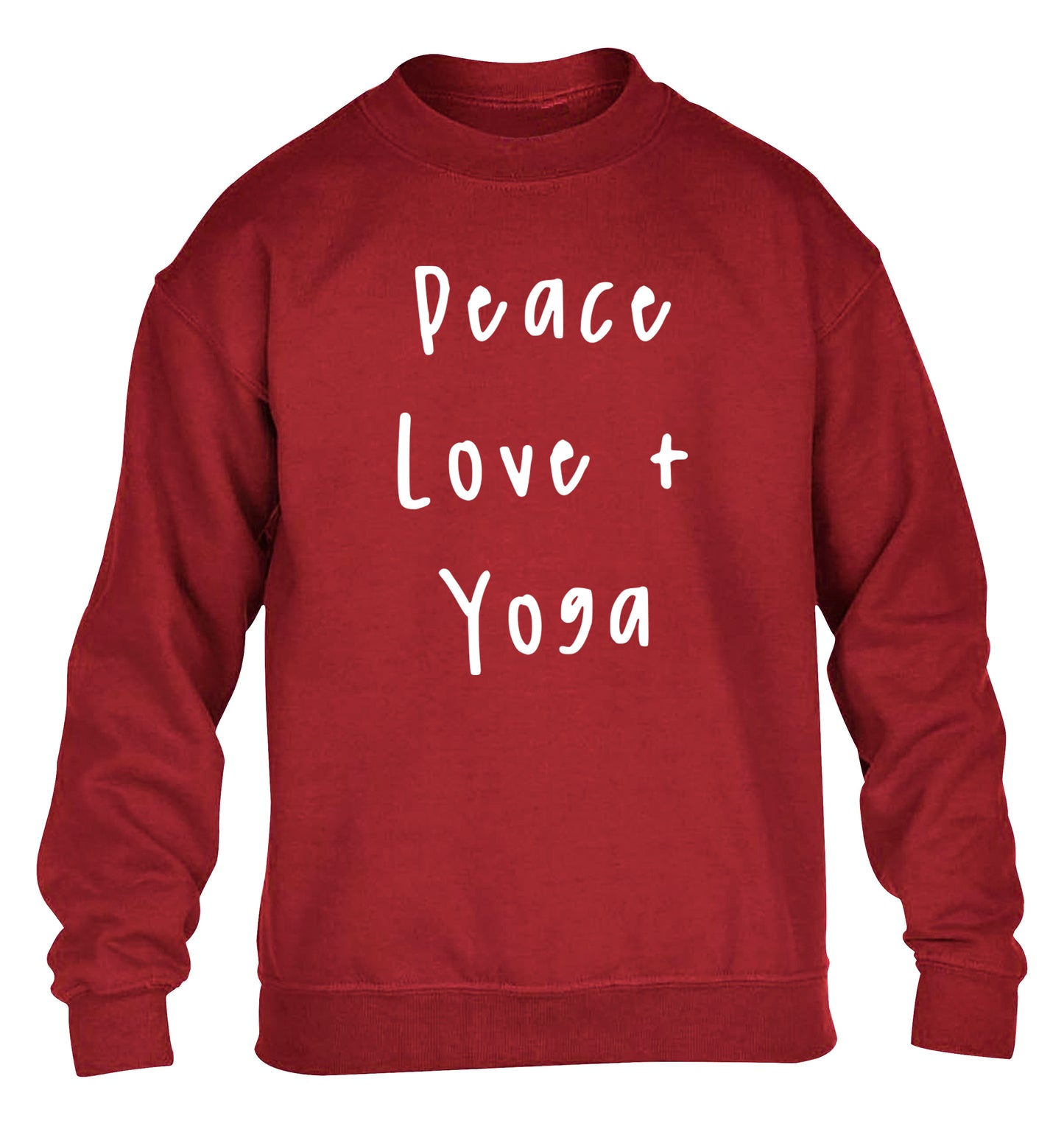 Peace love and yoga children's grey sweater 12-13 Years