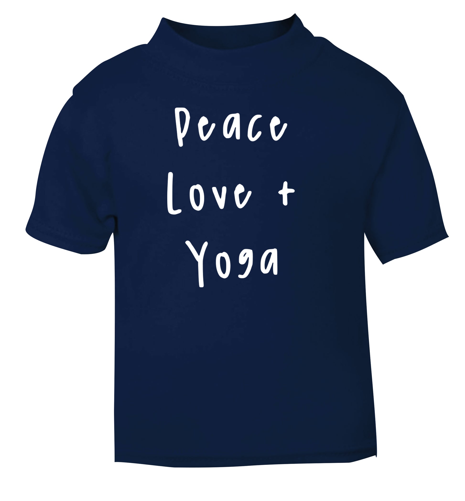 Peace love and yoga navy Baby Toddler Tshirt 2 Years