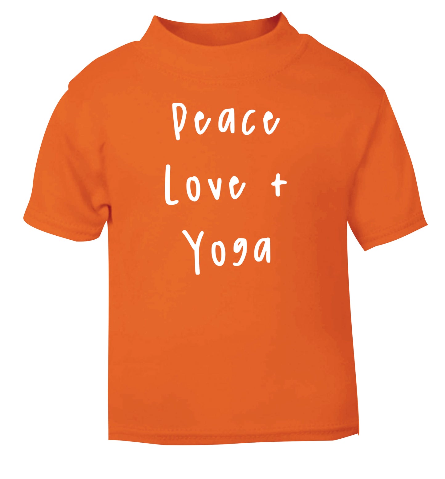 Peace love and yoga orange Baby Toddler Tshirt 2 Years