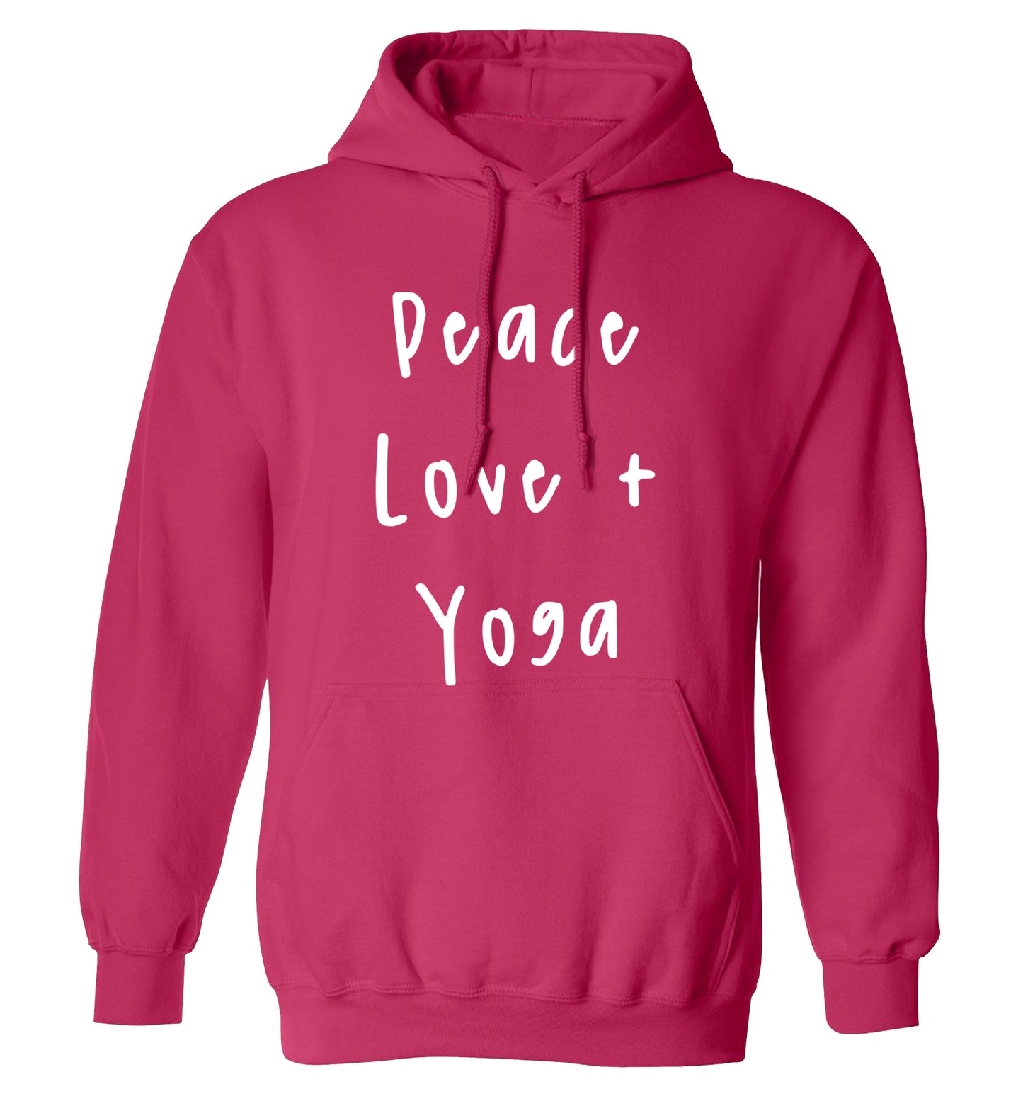 Peace love and yoga adults unisex pink hoodie 2XL