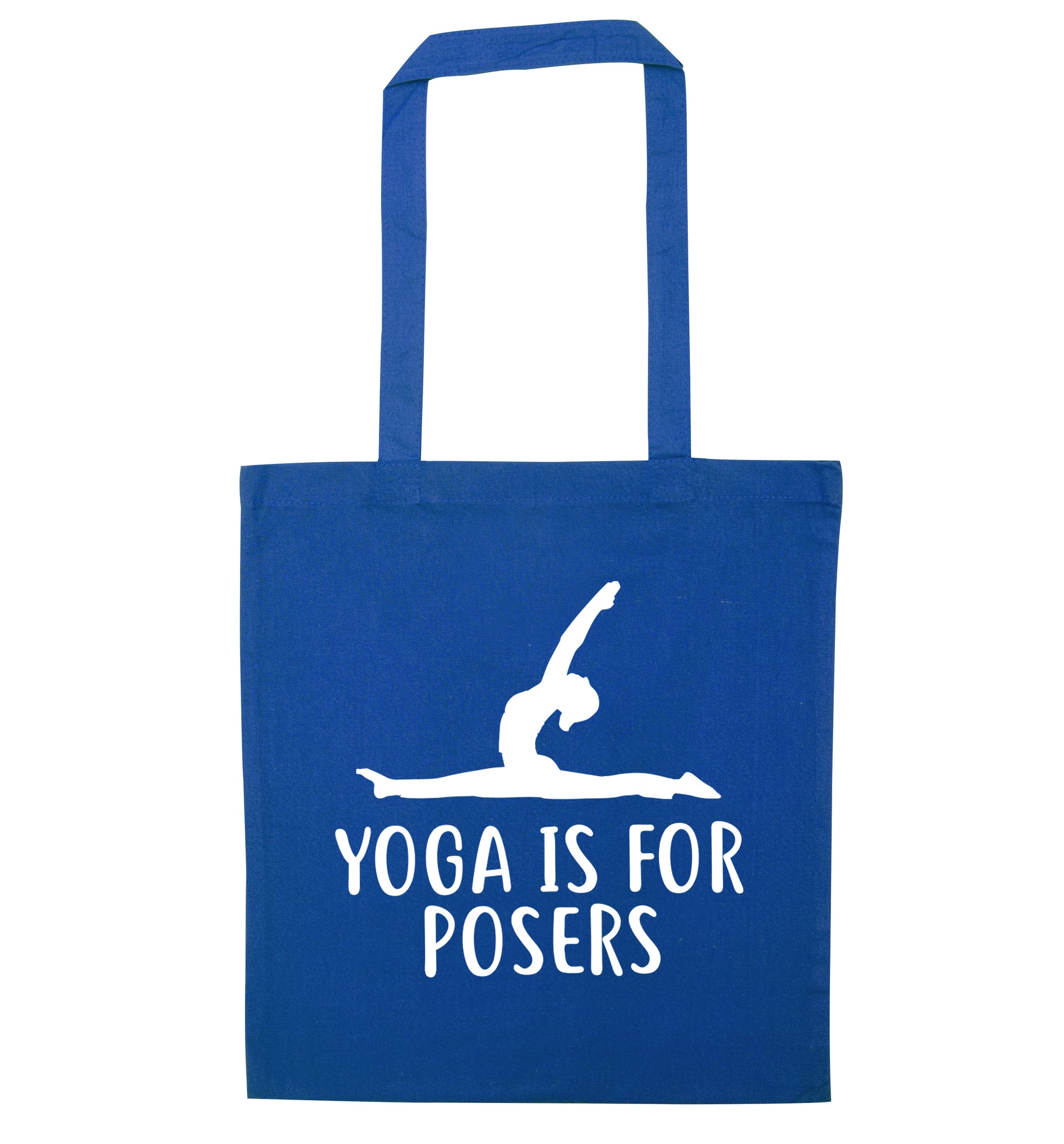Yoga is for posers blue tote bag