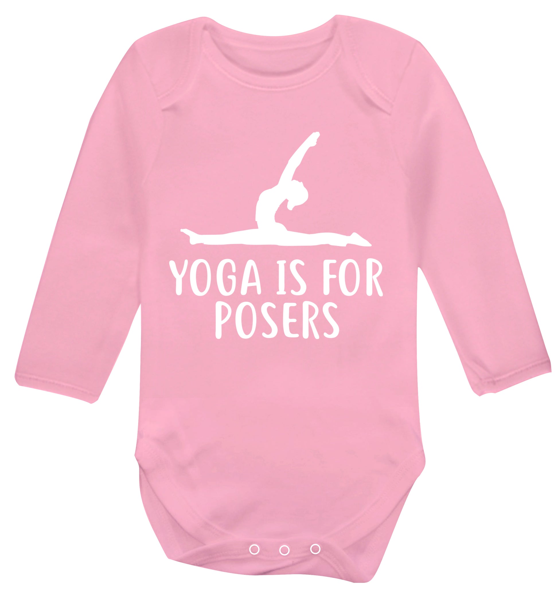 Yoga is for posers Baby Vest long sleeved pale pink 6-12 months