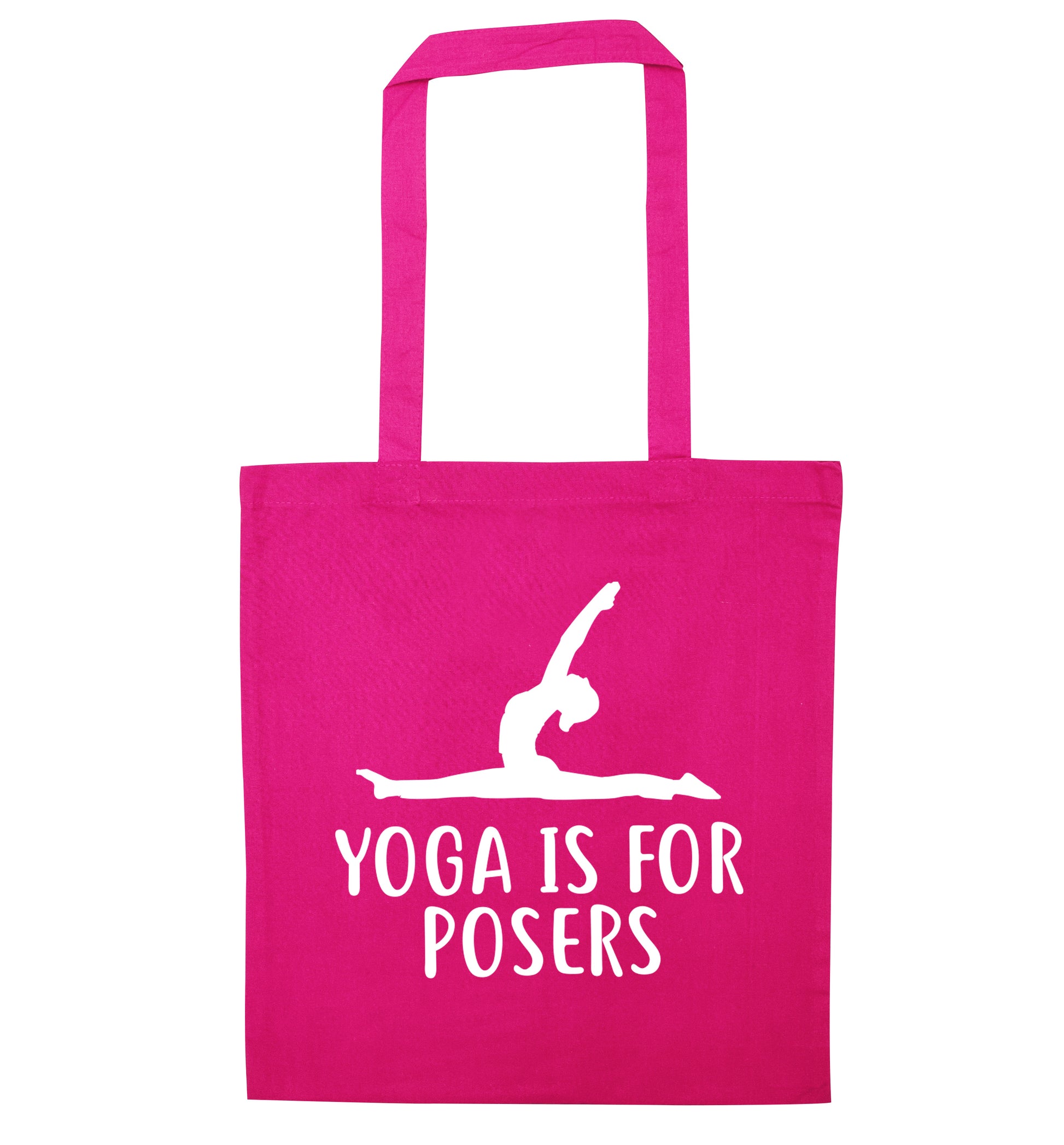 Yoga is for posers pink tote bag