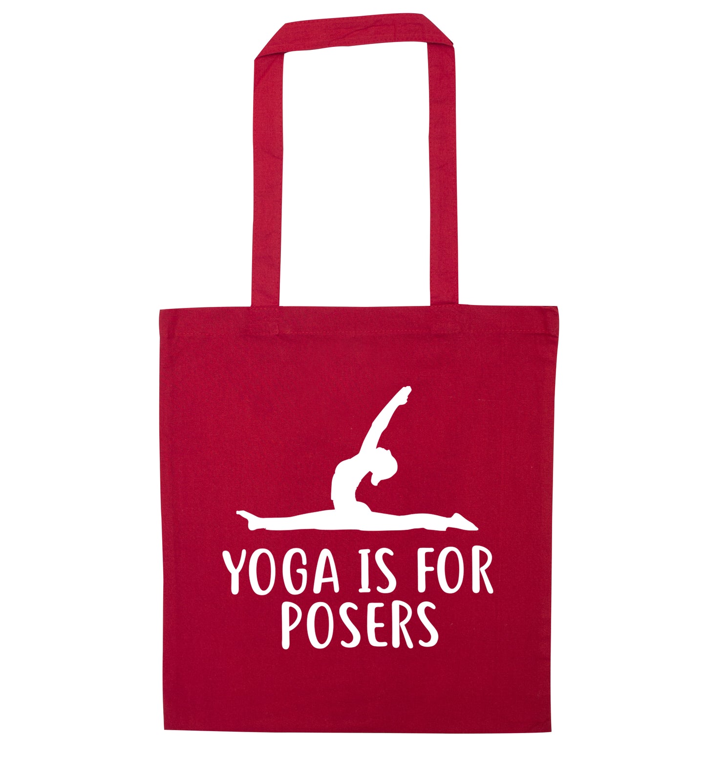 Yoga is for posers red tote bag