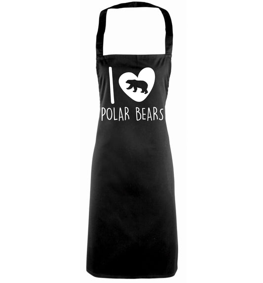 I Love Polar Bears black apron