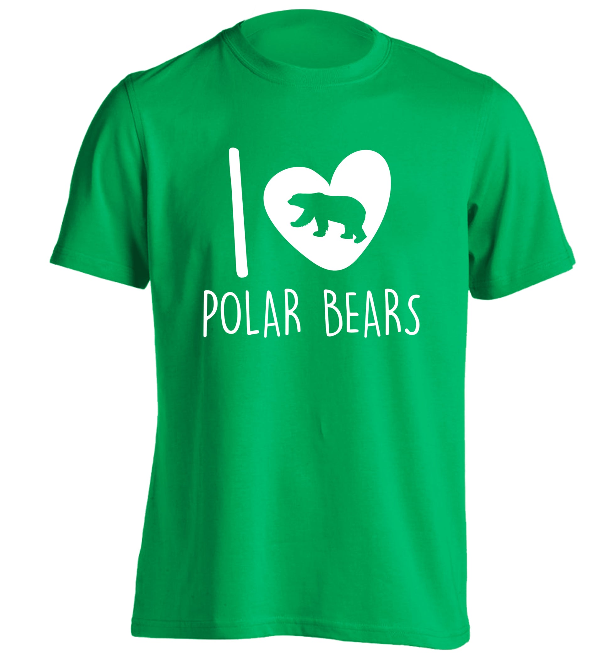 I Love Polar Bears adults unisex green Tshirt 2XL