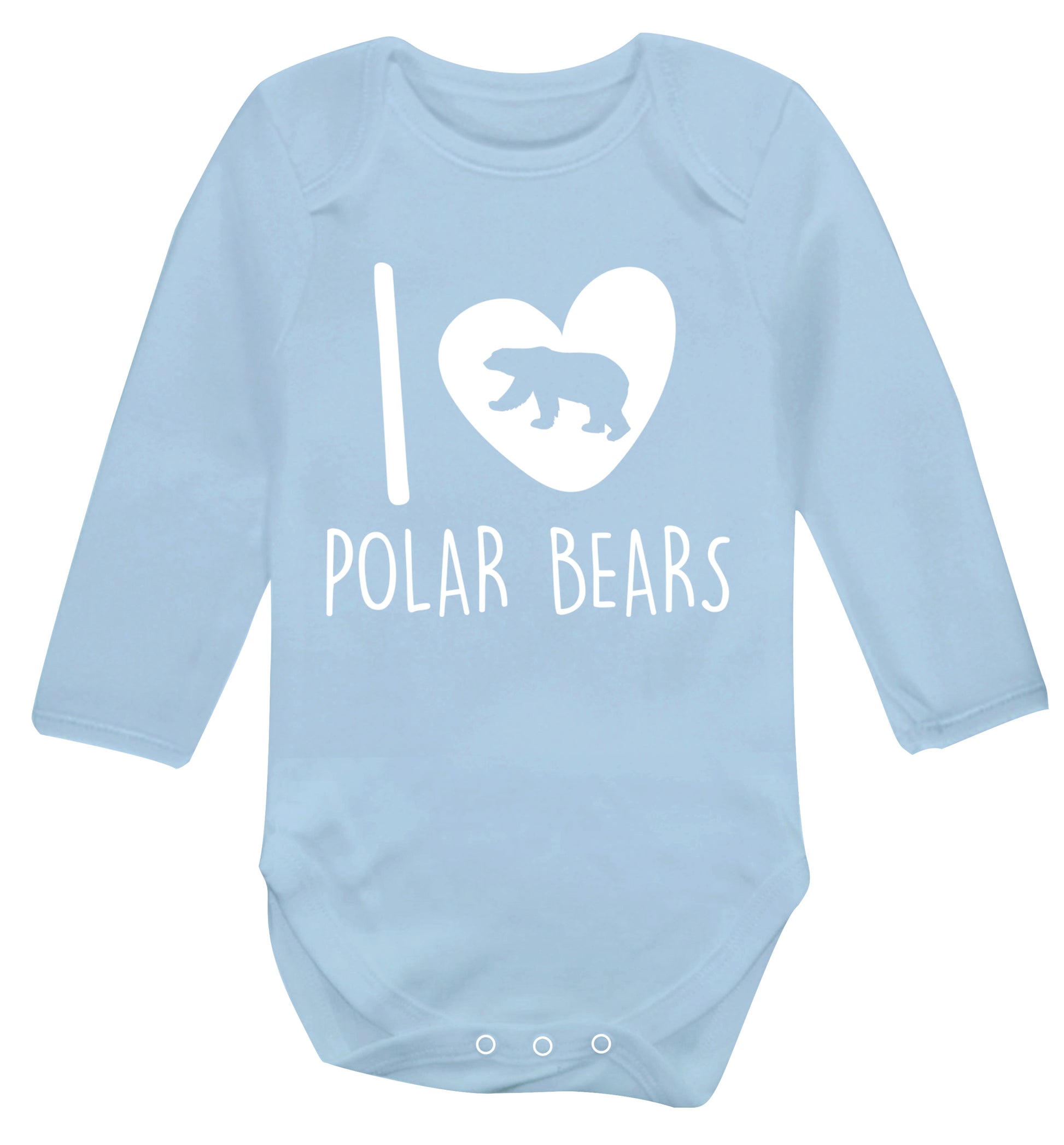 I Love Polar Bears Baby Vest long sleeved pale blue 6-12 months