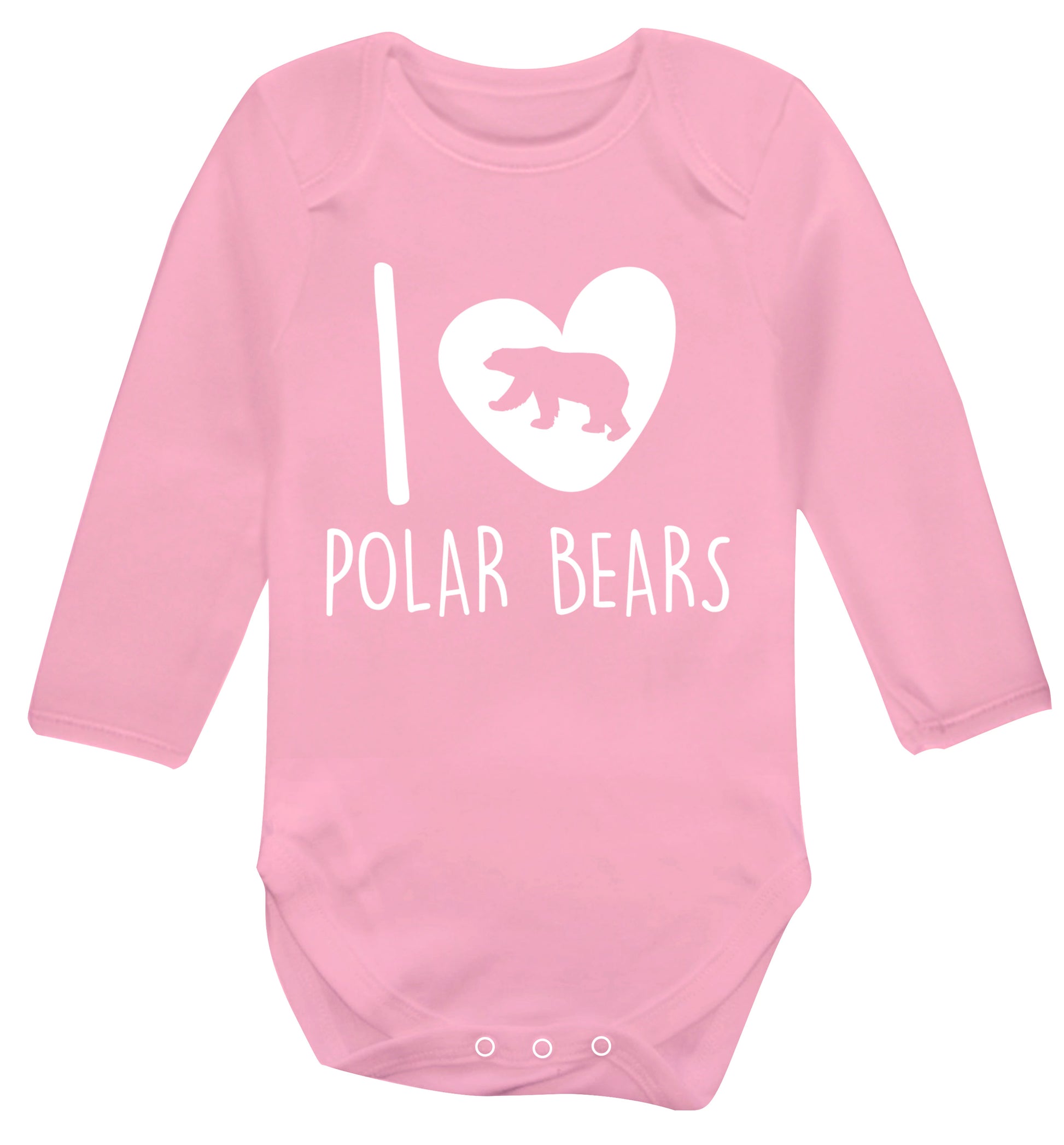 I Love Polar Bears Baby Vest long sleeved pale pink 6-12 months