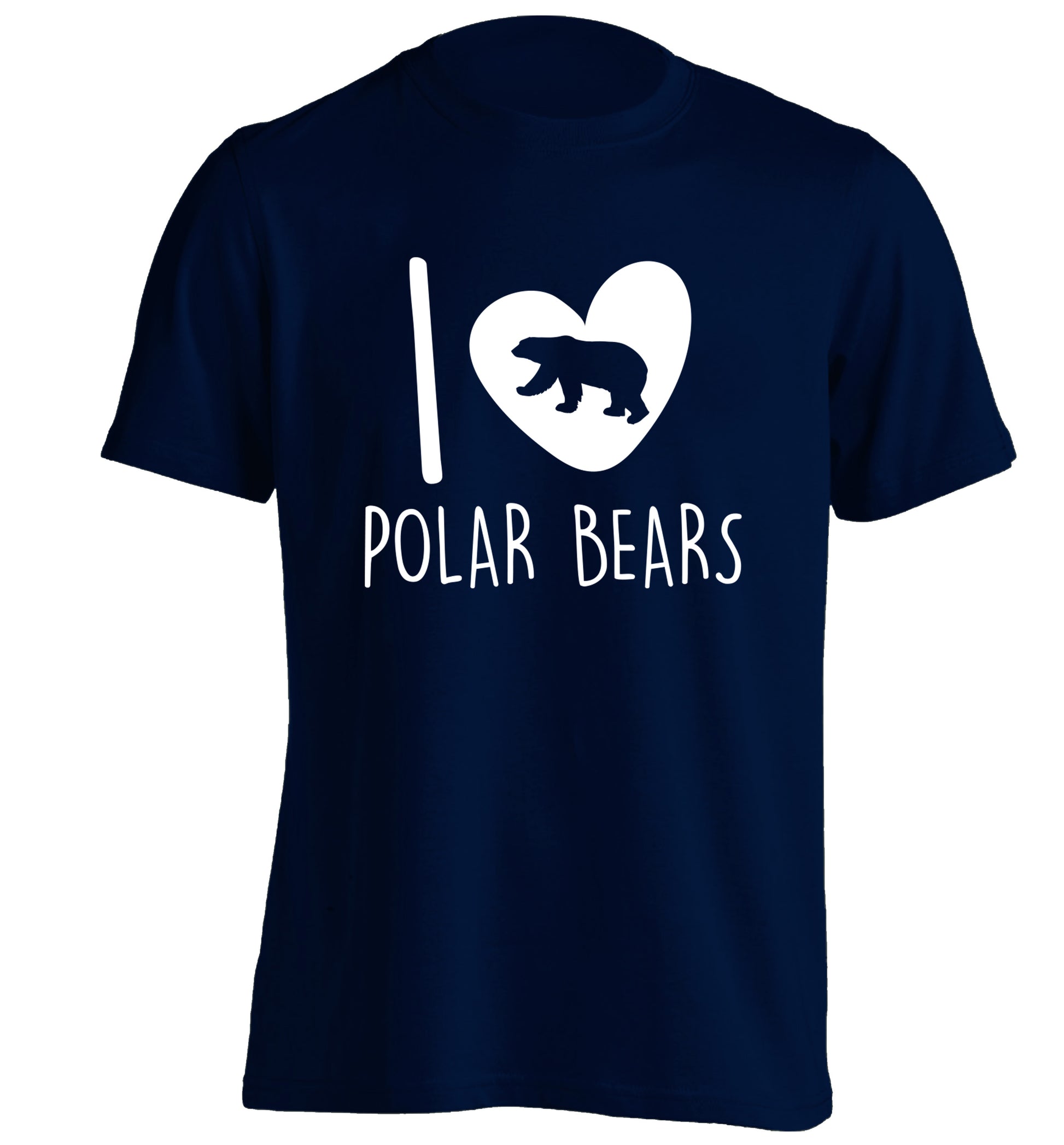 I Love Polar Bears adults unisex navy Tshirt 2XL