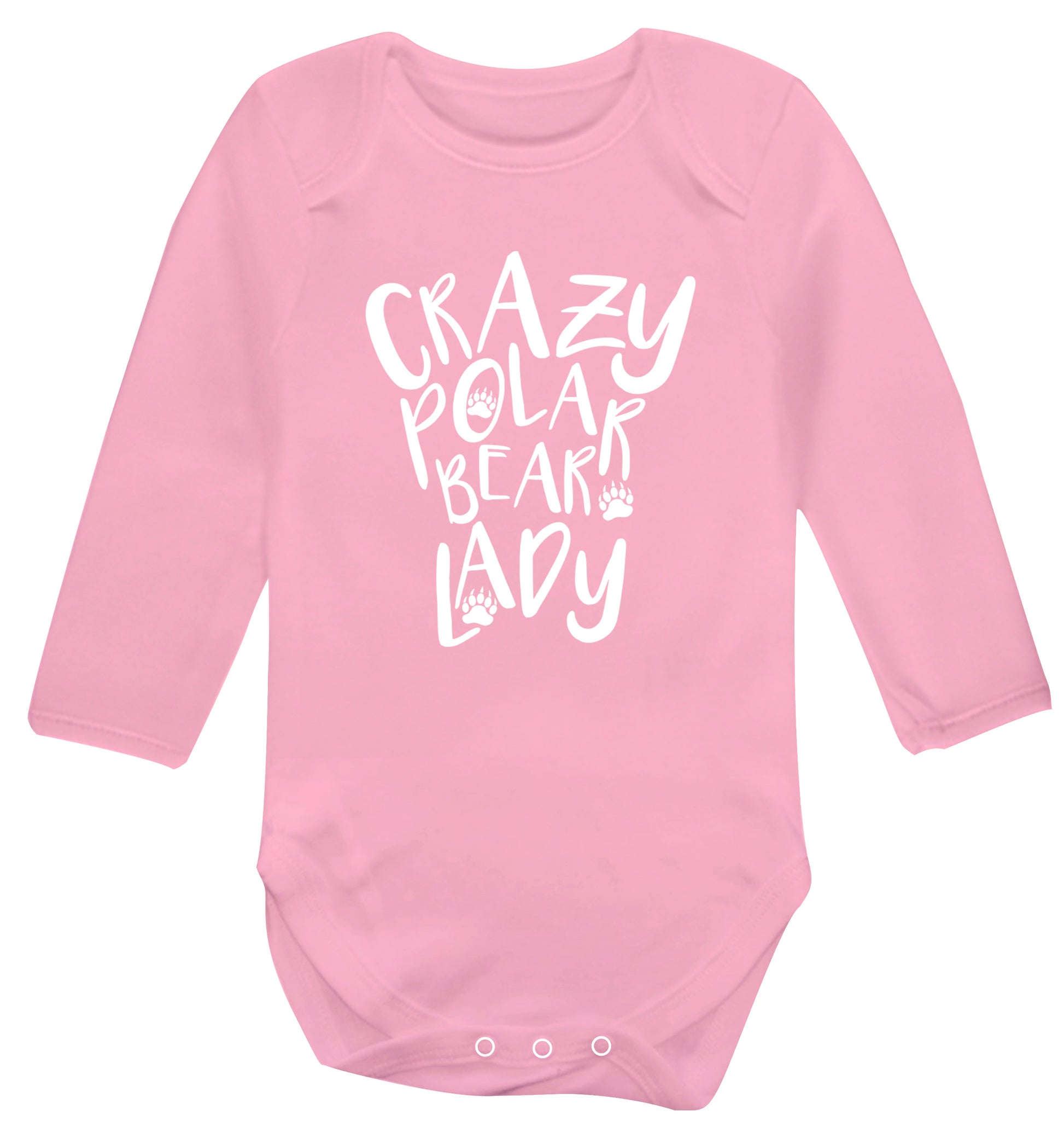 Crazy polar bear lady Baby Vest long sleeved pale pink 6-12 months