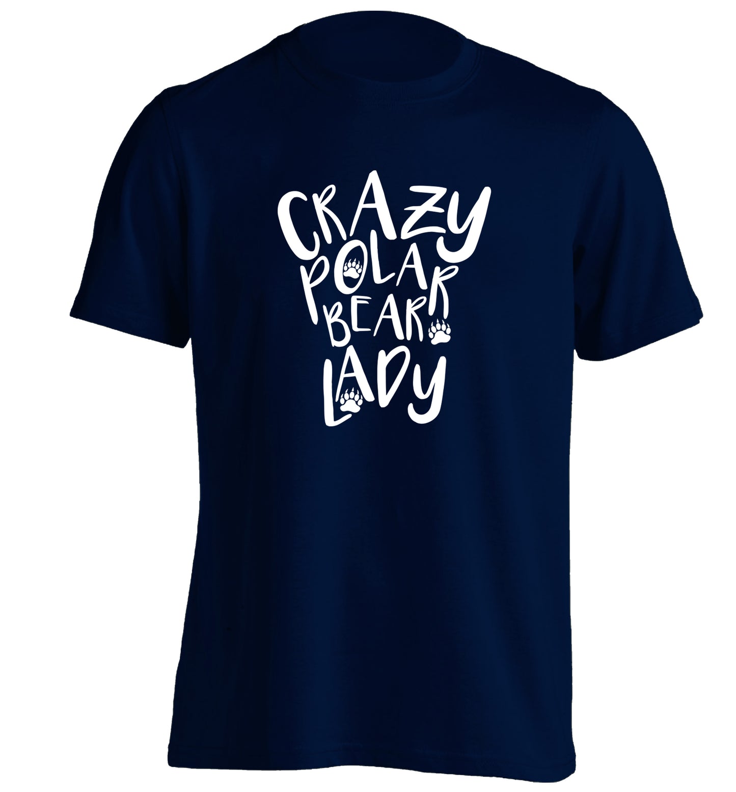 Crazy polar bear lady adults unisex navy Tshirt 2XL