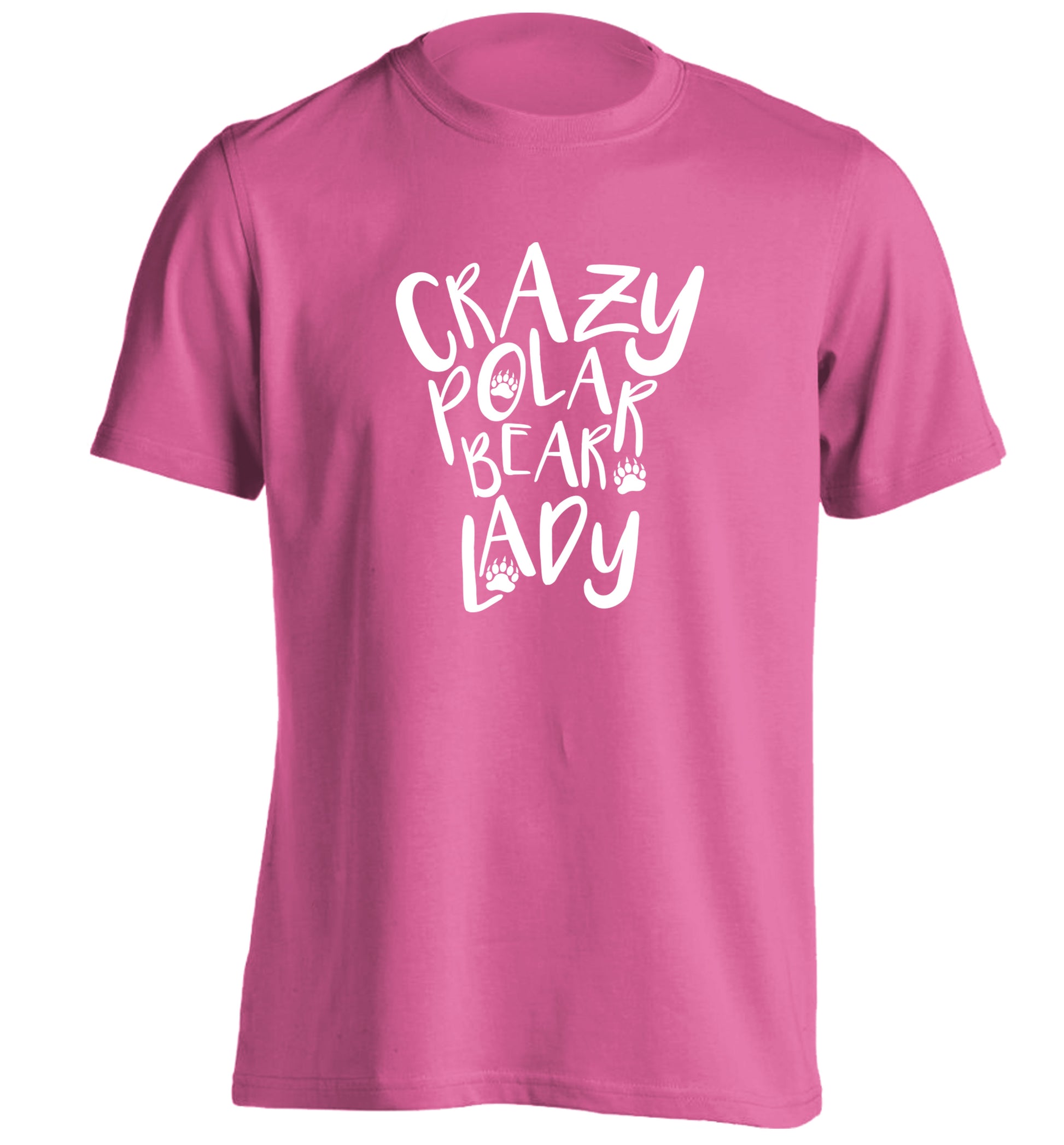 Crazy polar bear lady adults unisex pink Tshirt 2XL