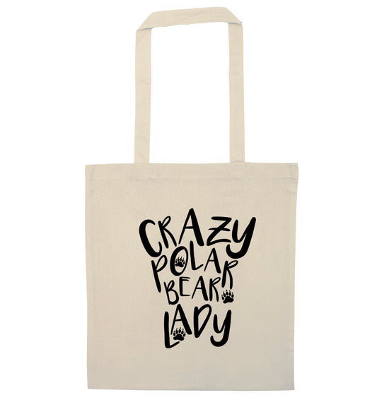 Crazy polar bear lady natural tote bag