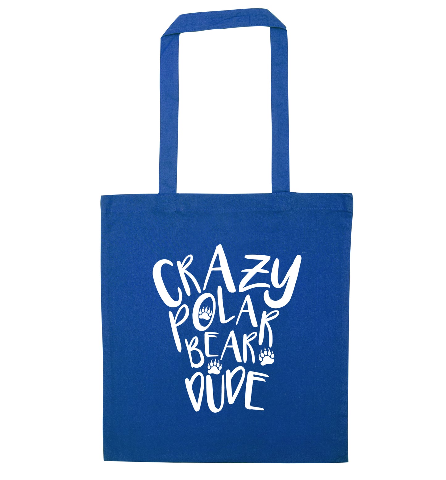Crazy polar bear dude blue tote bag