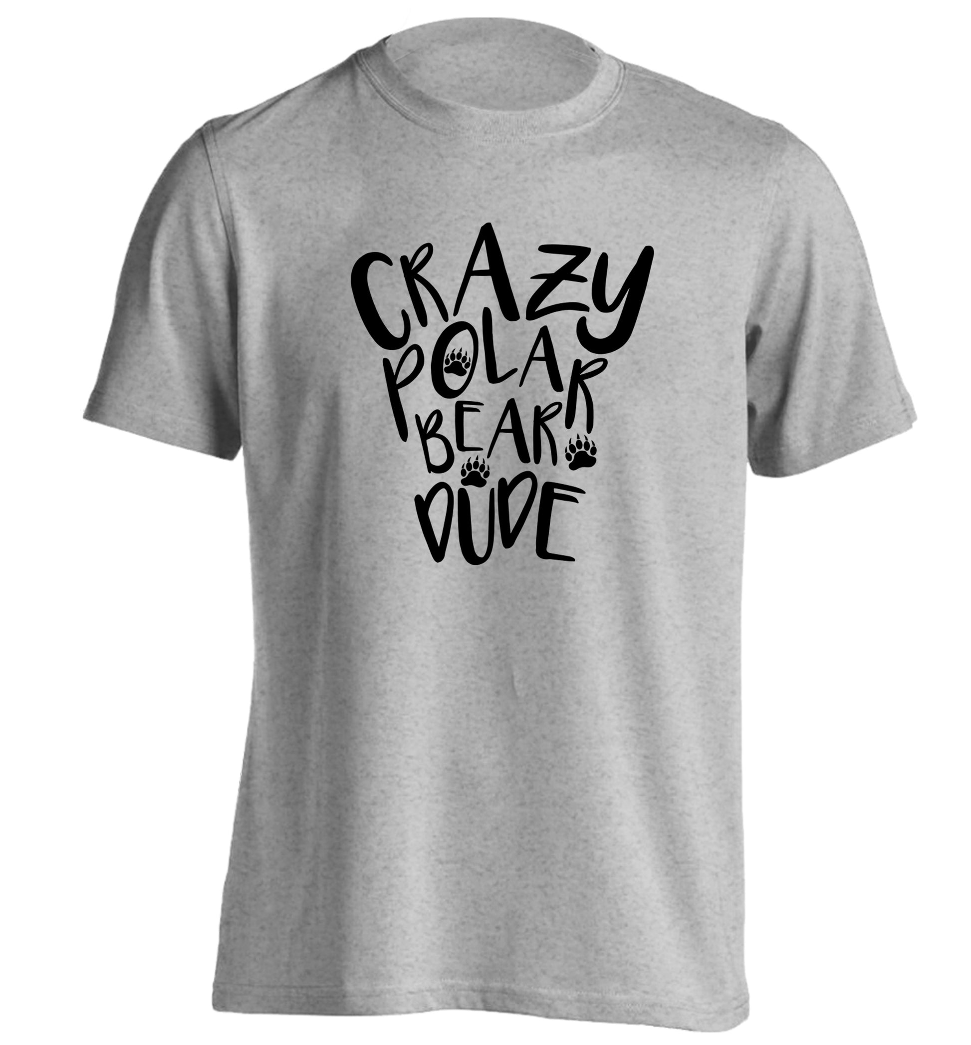 Crazy polar bear dude adults unisex grey Tshirt 2XL