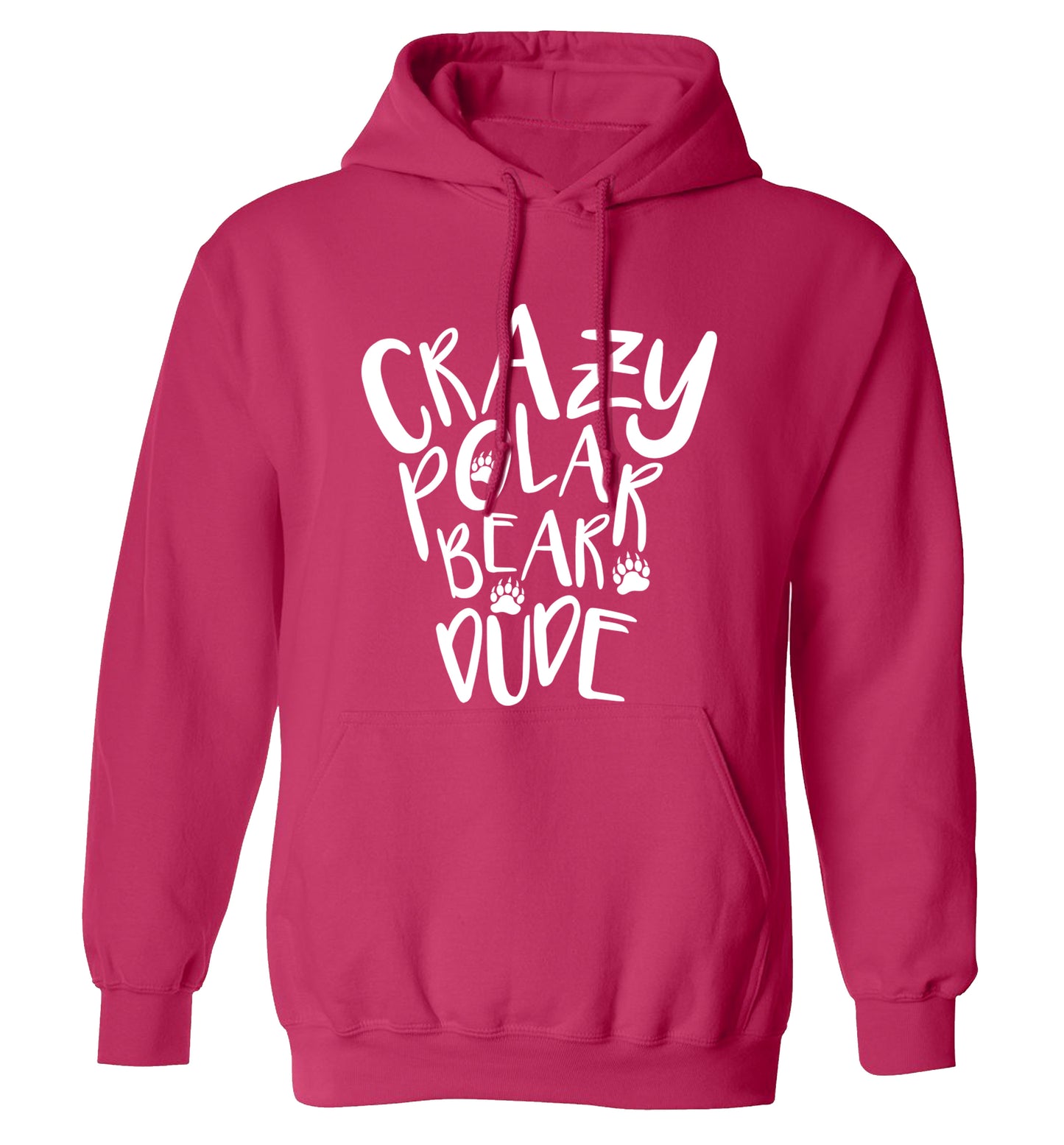 Crazy polar bear dude adults unisex pink hoodie 2XL
