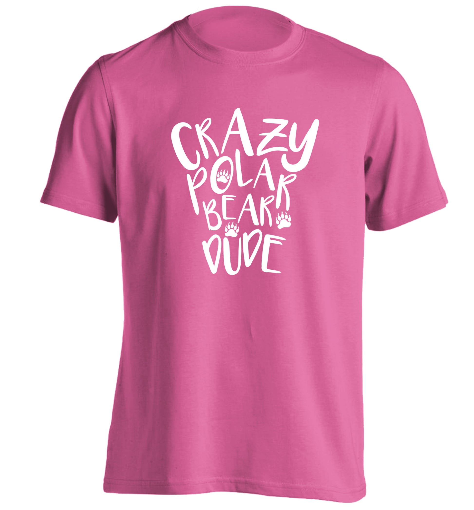 Crazy polar bear dude adults unisex pink Tshirt 2XL