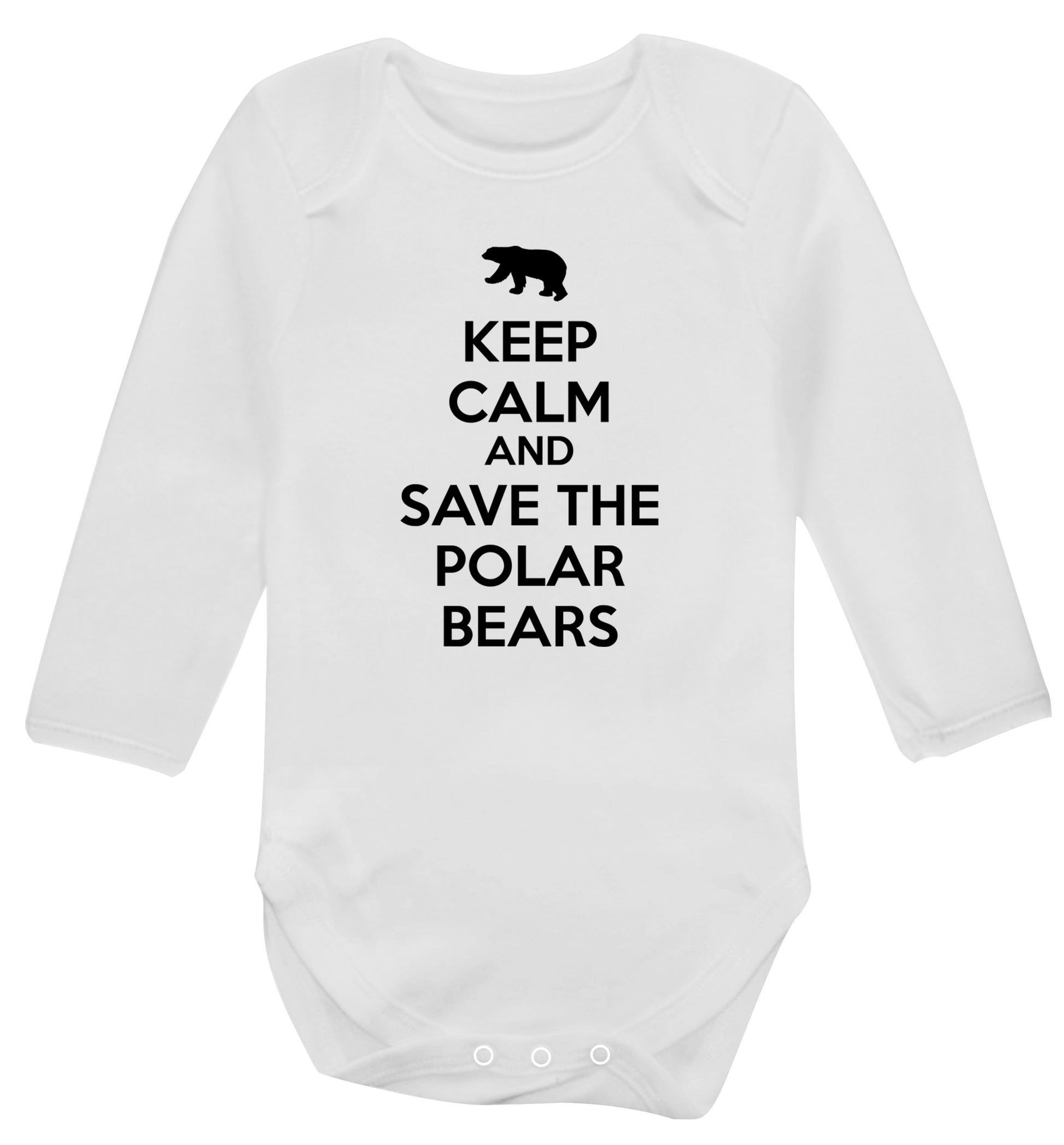 Keep calm and save the polar bears Baby Vest long sleeved white 6-12 months